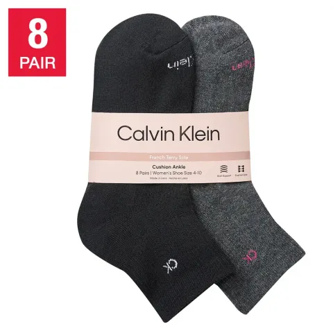 Calvin Klein Women's High Quarter Sock, 8-pair