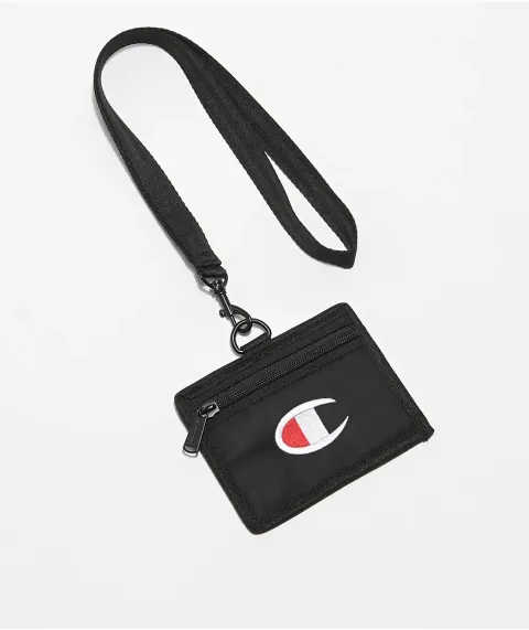 Champion Black Lanyard Wallet 