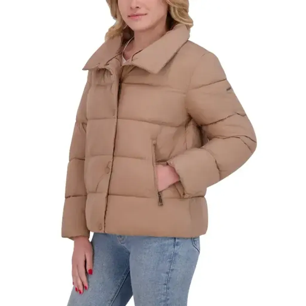 DKNY Women's Short Puffer with Removable Faux Fur Collar  6