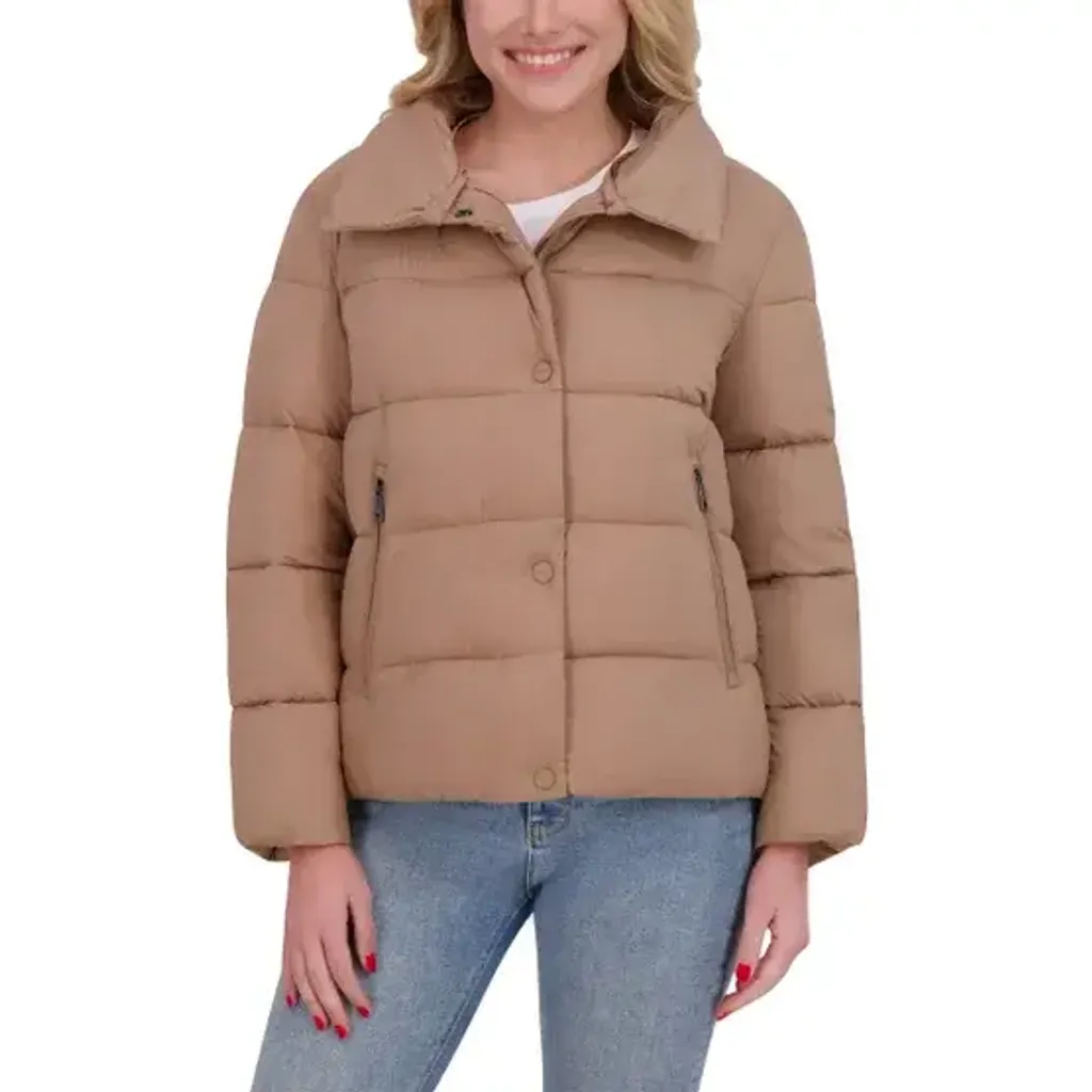 DKNY Women's Short Puffer with Removable Faux Fur Collar  5