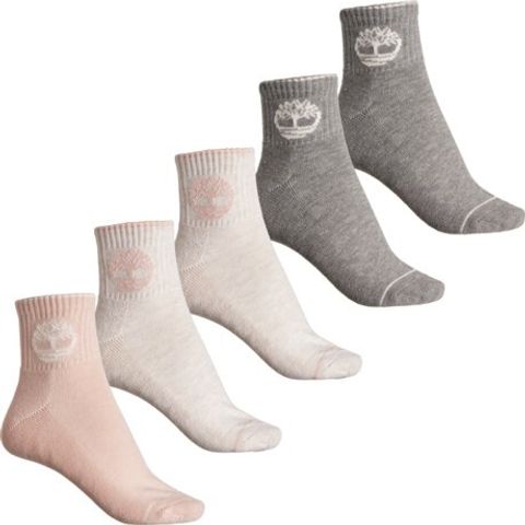 Timberland Statement Logo Cushioned Socks - 5-Pack, Quarter Crew (For Women) 