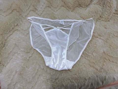 A2.白色緞面簍空網紗內褲
