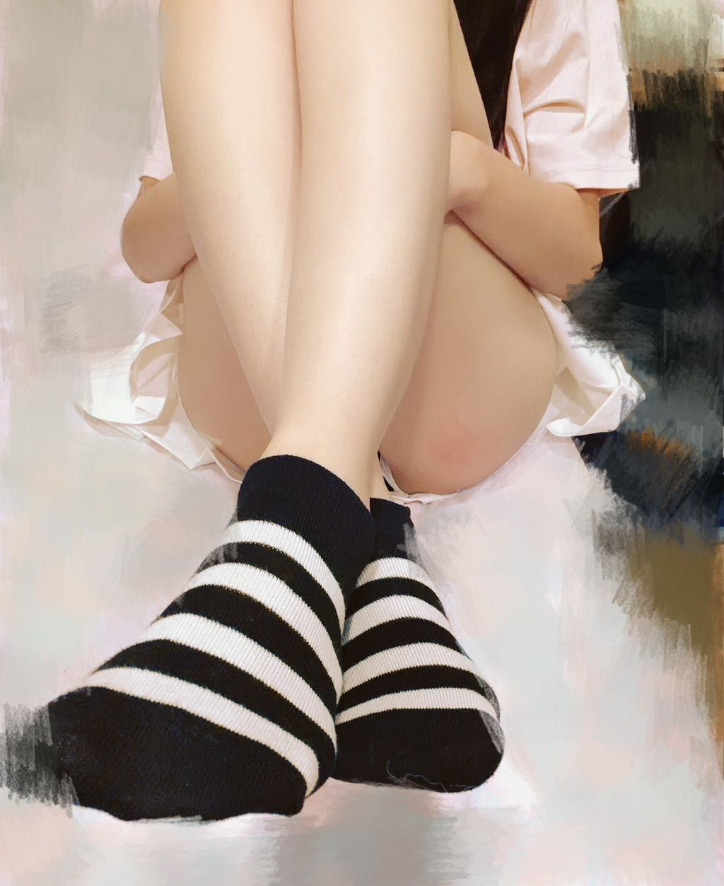 F1.黑白條紋短襪