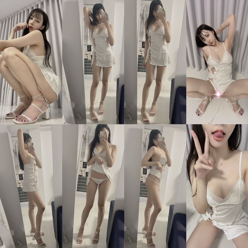 白睡套裝1200 送5穿照片 一分鐘露臉影片