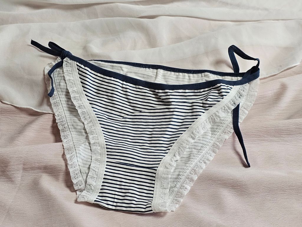 14-1_棉質_綁帶_可愛清純_藍白橫紋