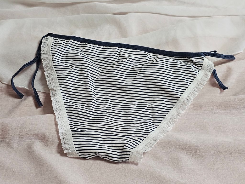 14-2_棉質_綁帶_可愛清純_藍白橫紋