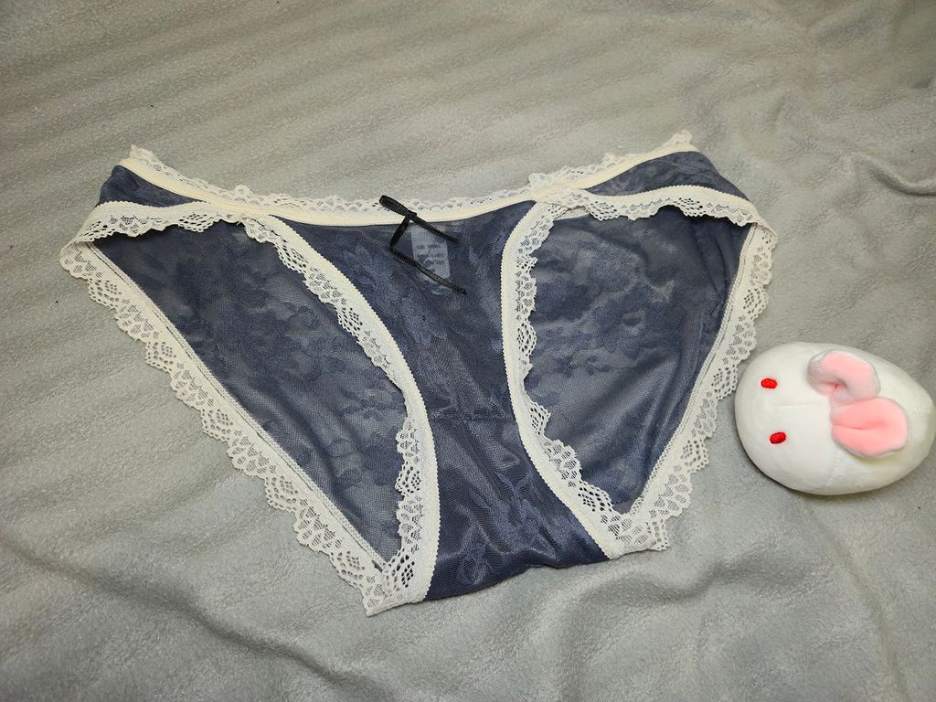 A1.藍色蕾絲邊透紗低腰內褲00