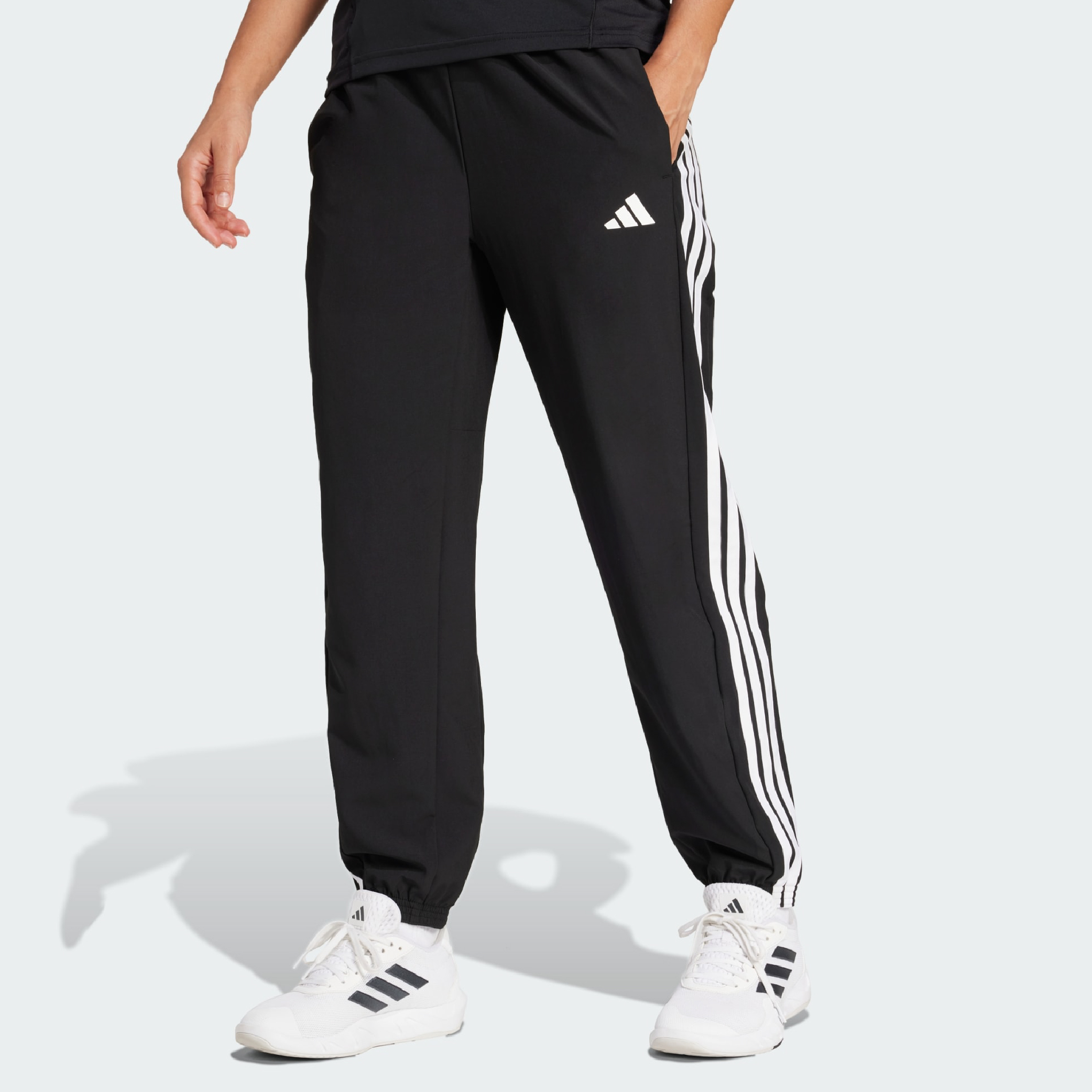 Adidas Train Essentials 3-Stripes Woven Black Pants-04