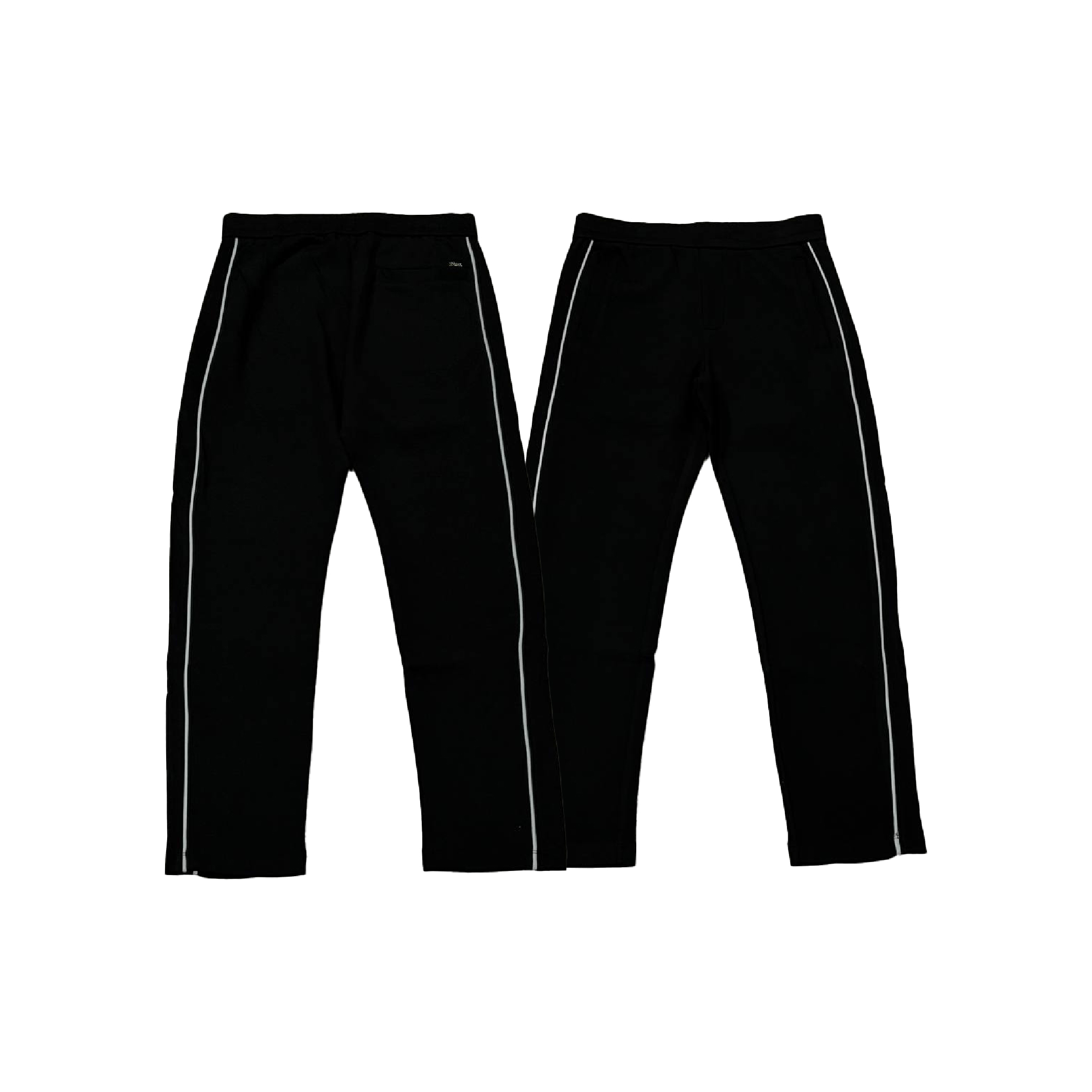 Emporio Armani Double Jersey Black Trousers with Piping Lined-01