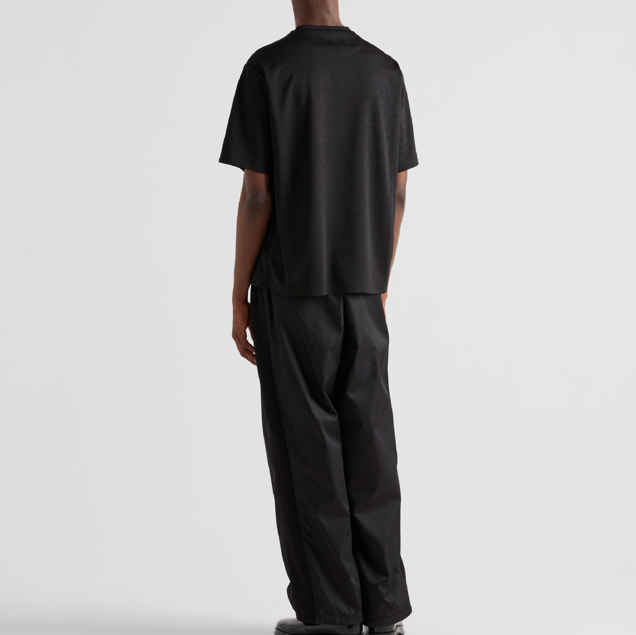 Prada Jersey Enameled Metal Triangle Logo Tee-05