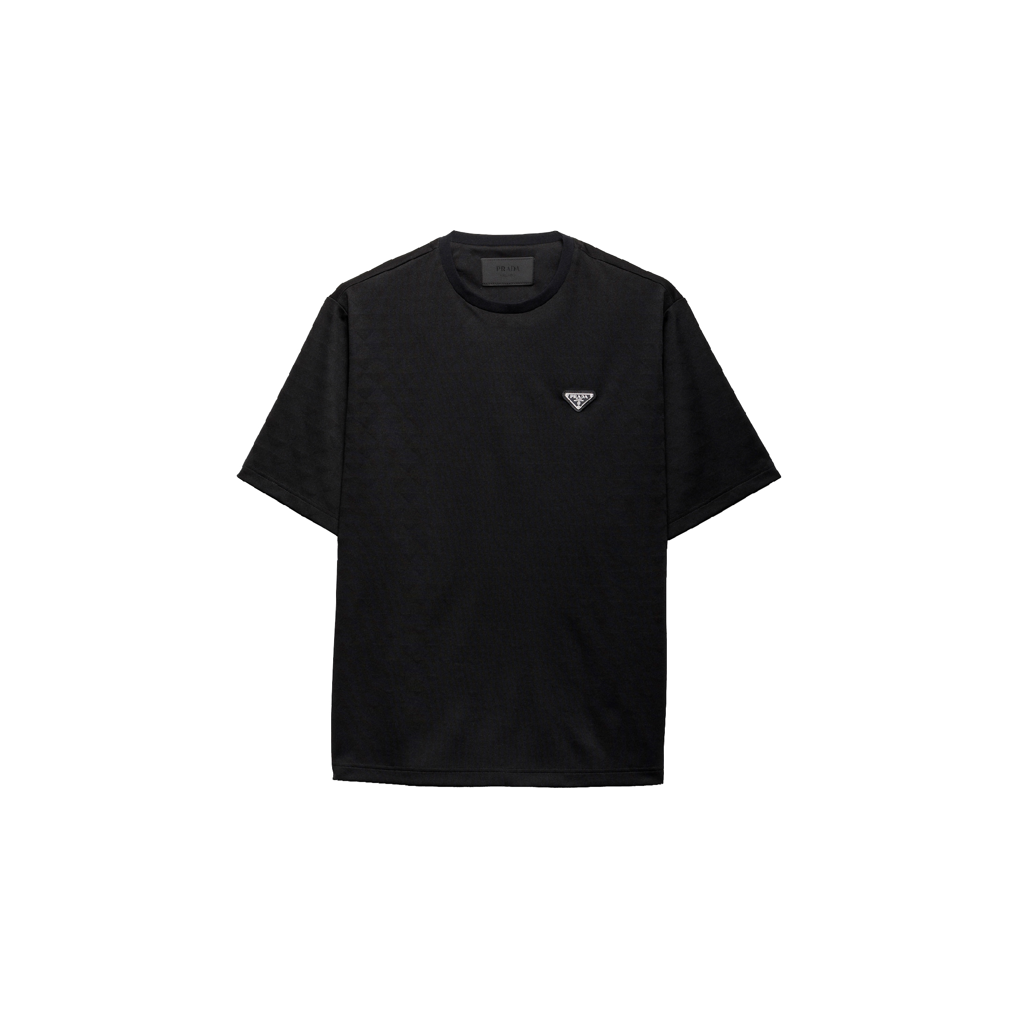 Prada Jersey Enameled Metal Triangle Logo Tee-01