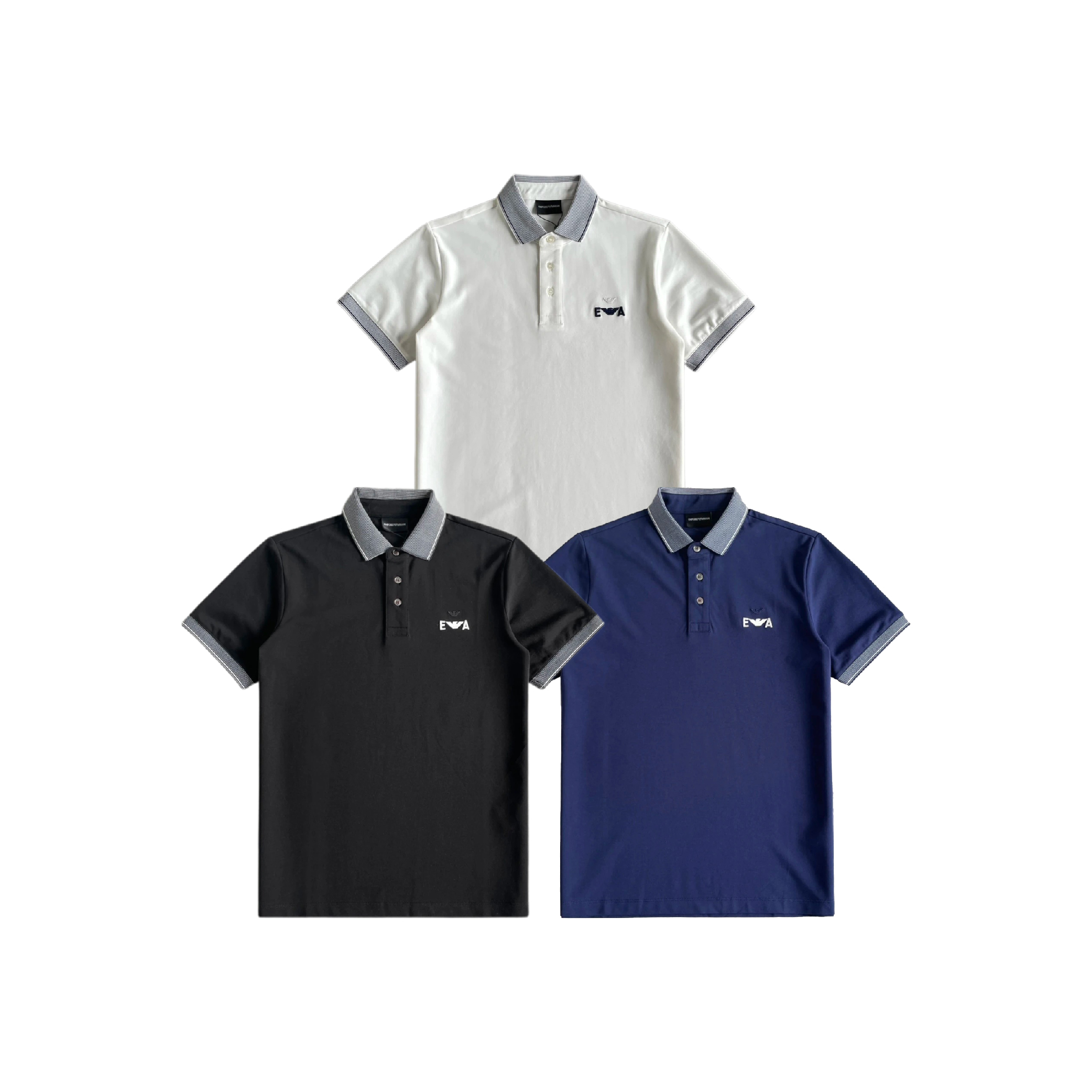 Emporio Armani Contrast Fine-striped Collar embroidered Polo-01