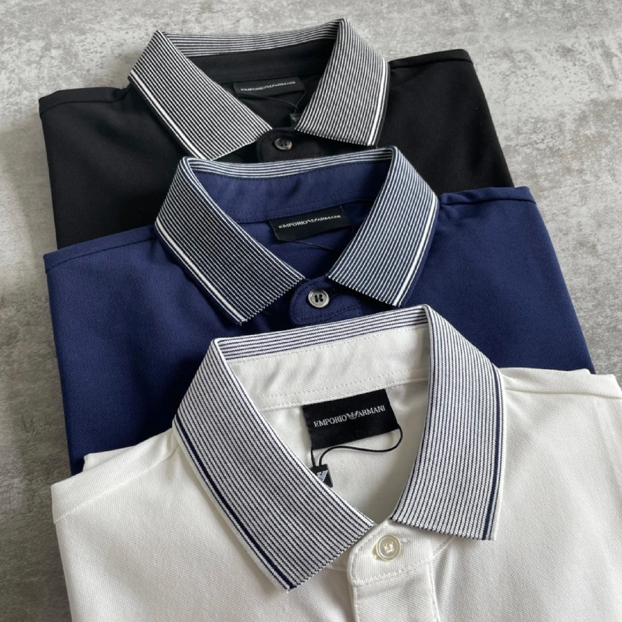 Emporio Armani Contrast Fine-striped Collar embroidered Polo-06