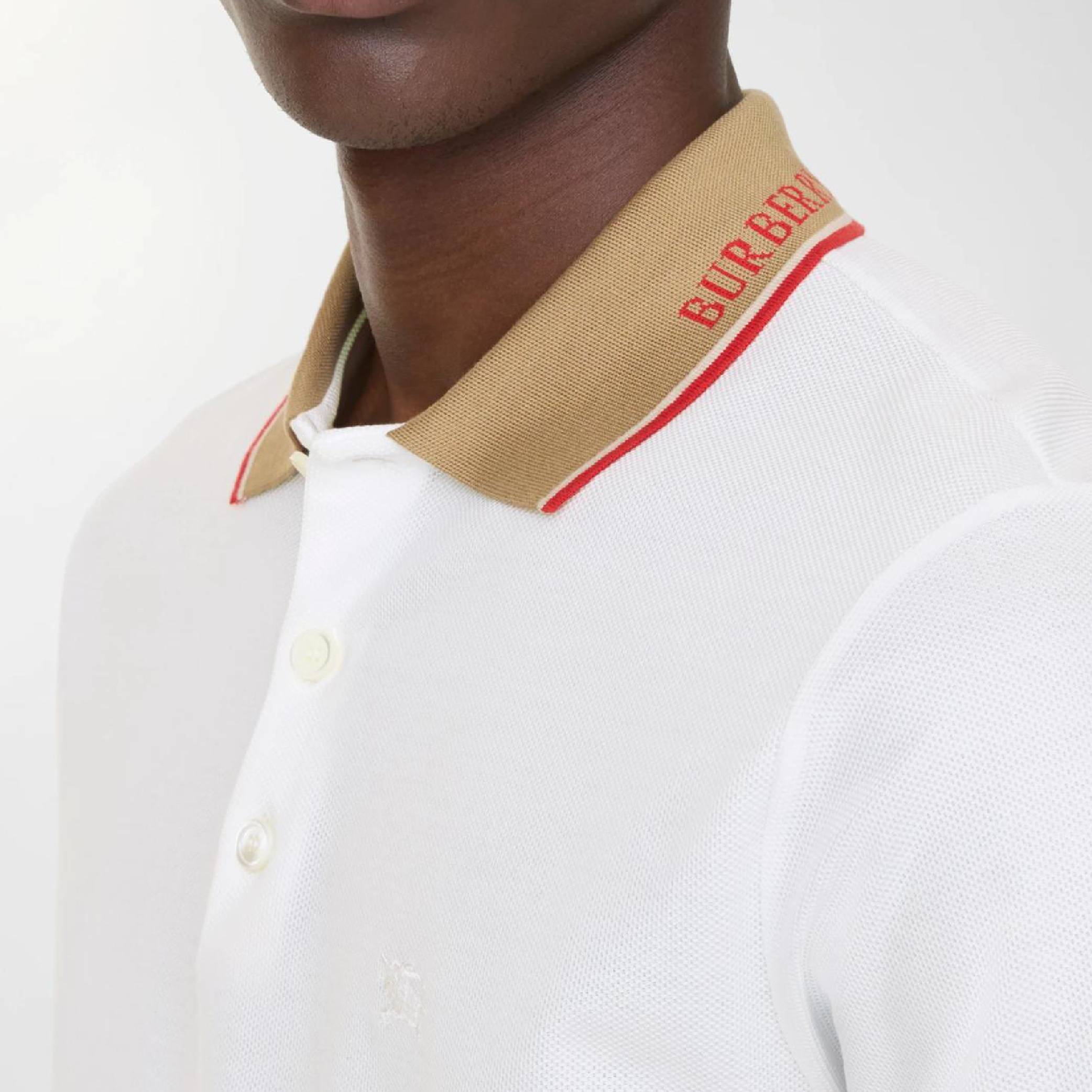 Burberry Contrast Red Line Tipped Collar Polo-06
