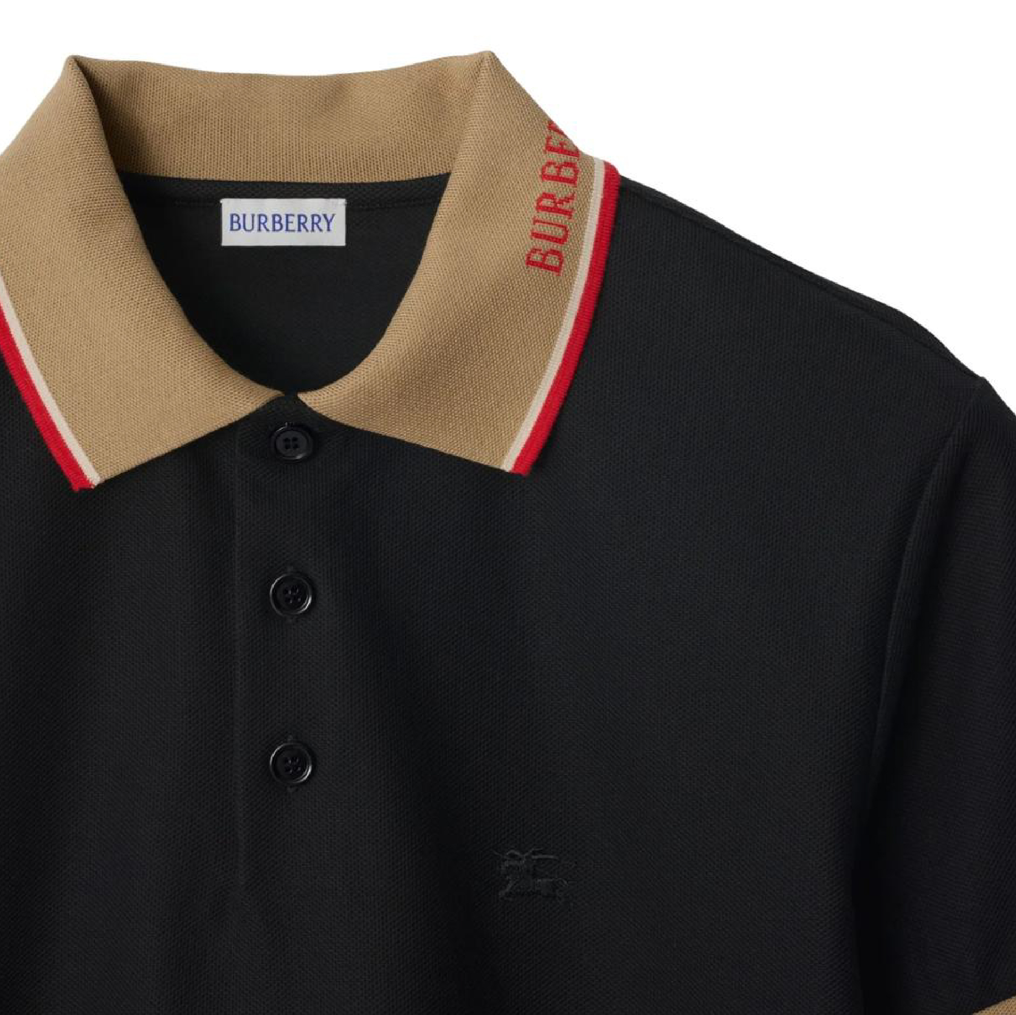 Burberry Contrast Red Line Tipped Collar Polo-05