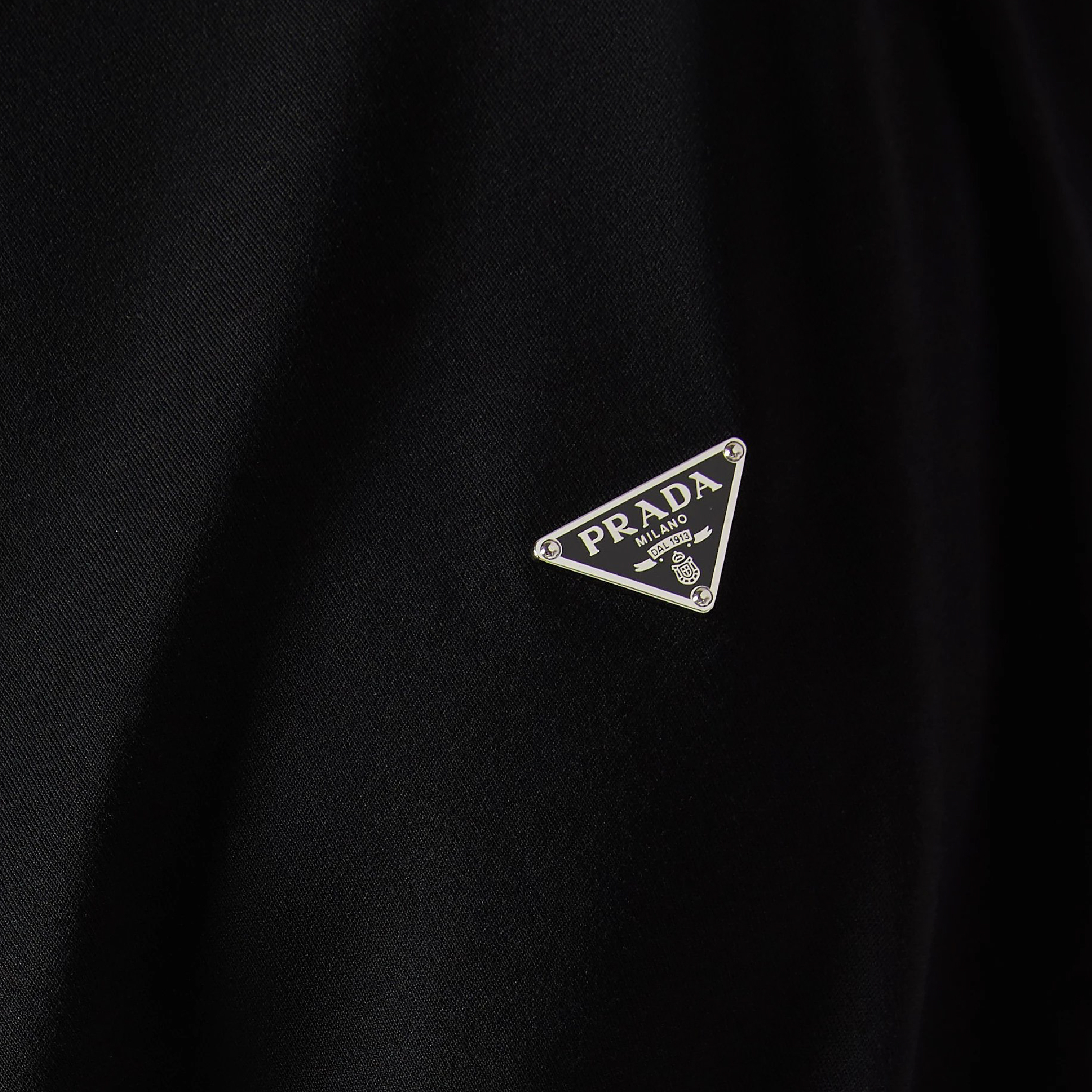 Prada Silver Metal Triangle Logo Tee-04