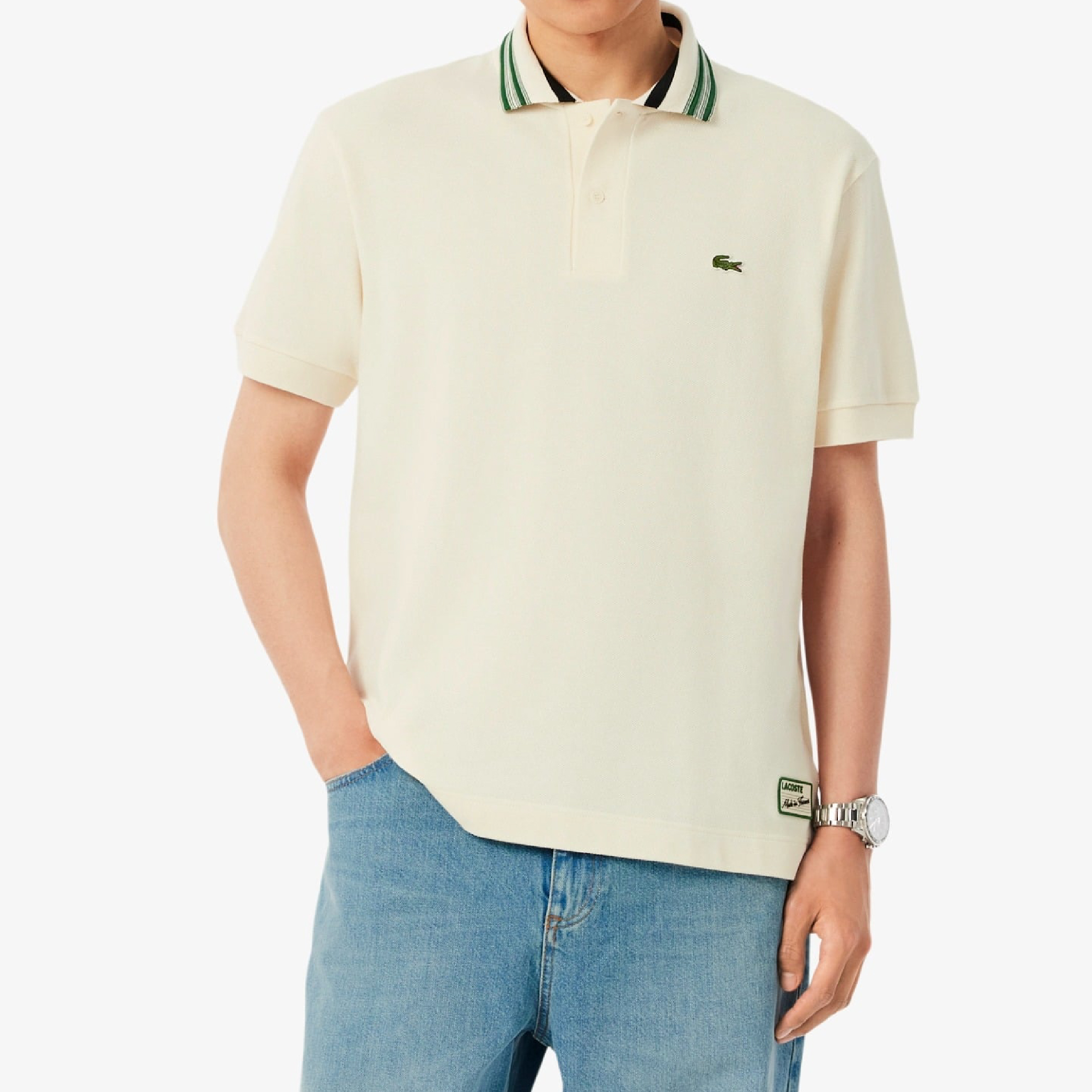 Lacoste Contrast Stripe Taped Collar Polo (Made in France)-13