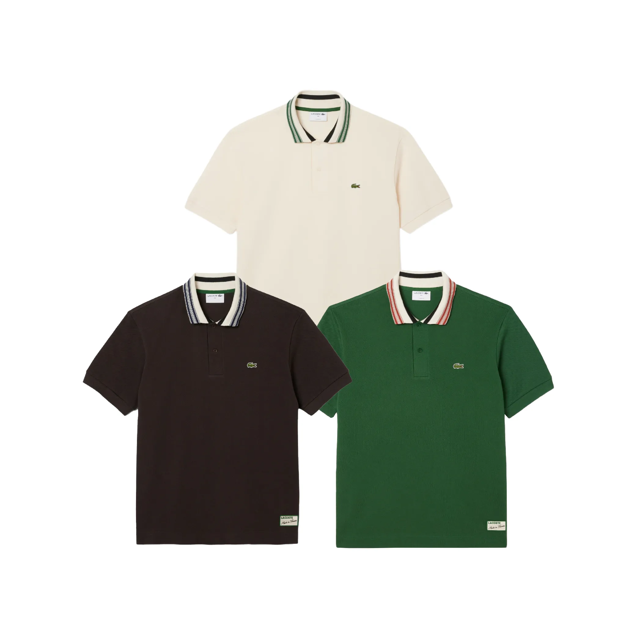 Lacoste Contrast Stripe Taped Collar Polo (Made in France)-01