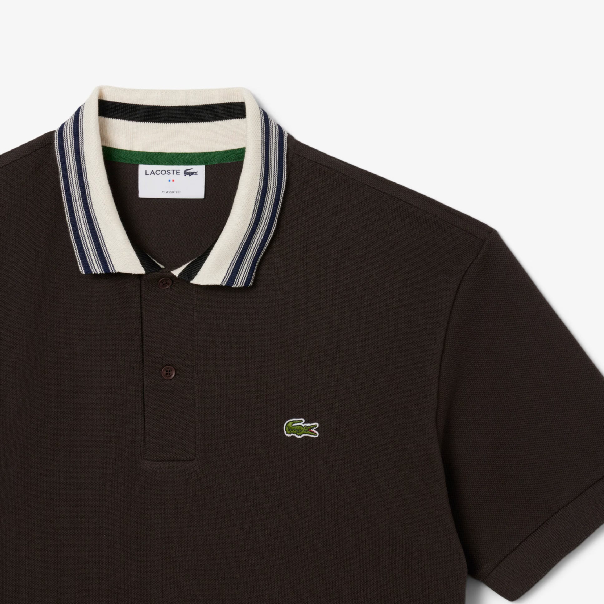 Lacoste Contrast Stripe Taped Collar Polo (Made in France)-06