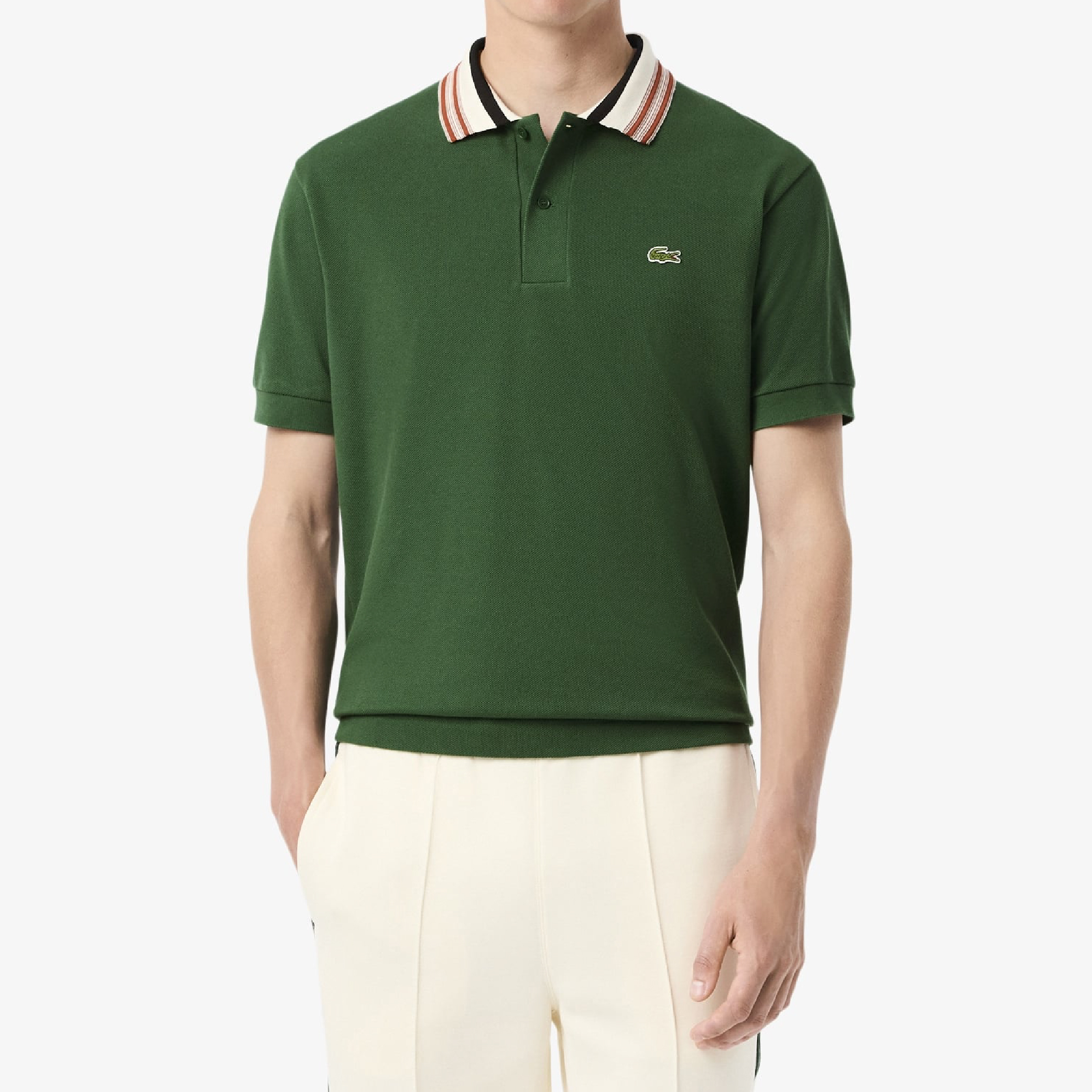 Lacoste Contrast Stripe Taped Collar Polo (Made in France)-15