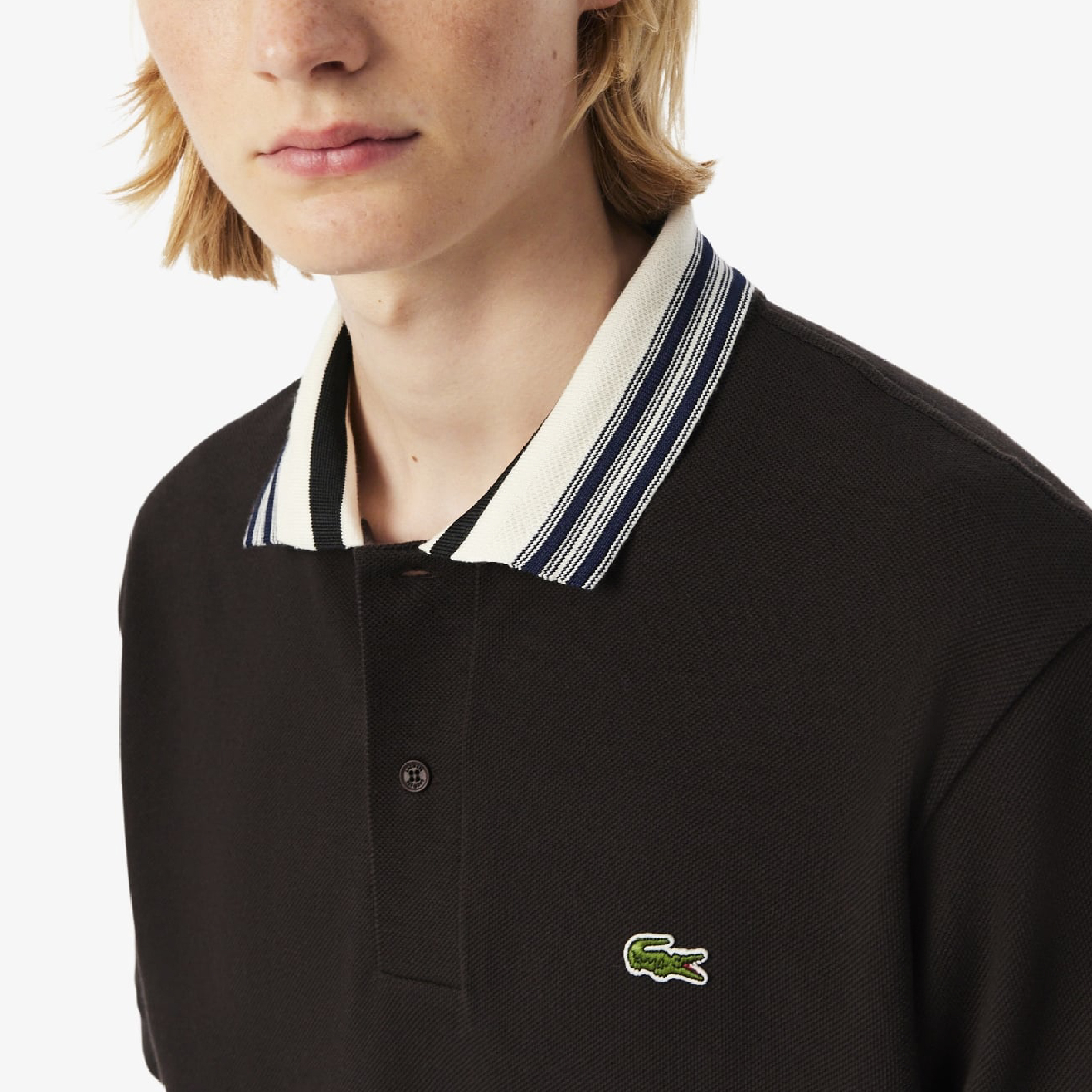 Lacoste Contrast Stripe Taped Collar Polo (Made in France)-12