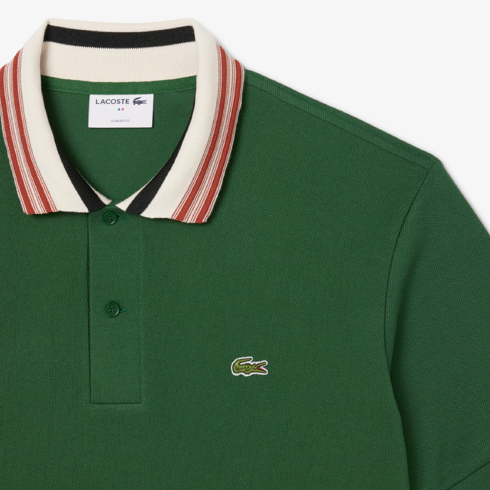Lacoste Contrast Stripe Taped Collar Polo (Made in France)-07