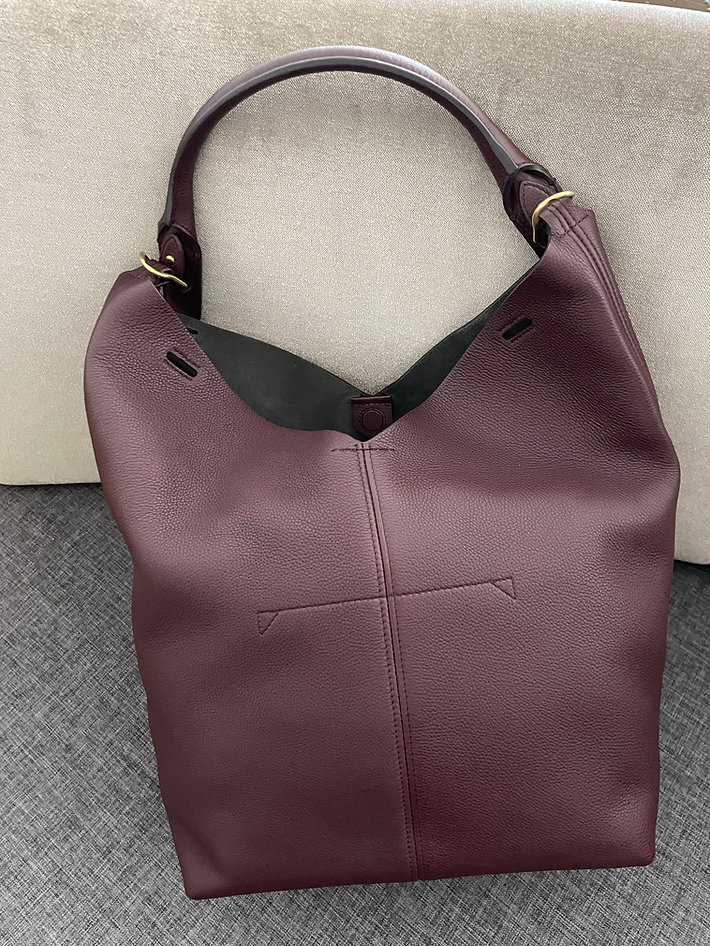 Anya Hindmarch Small Build a Bag Base with Pouch MINI GRAIN IN CLARET 3