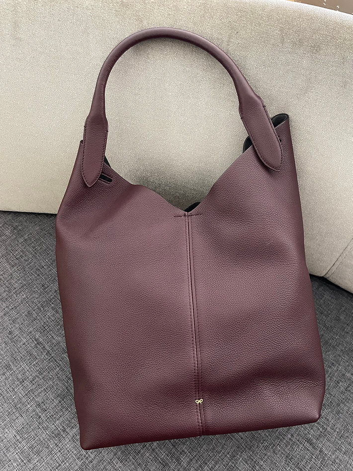 Anya Hindmarch Small Build a Bag Base with Pouch MINI GRAIN IN CLARET 2