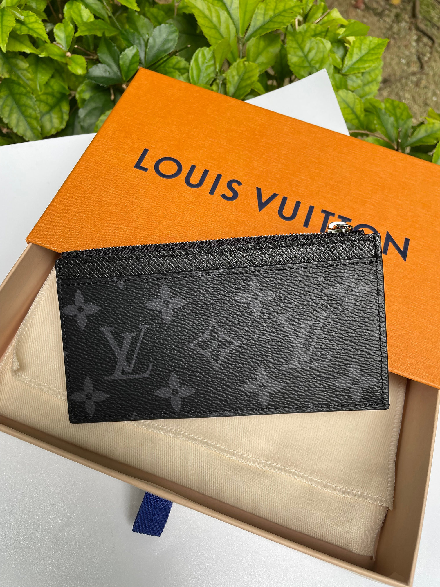 Louis Vuitton Monogram Eclipse Coin Card Holder Case Wallet M30271