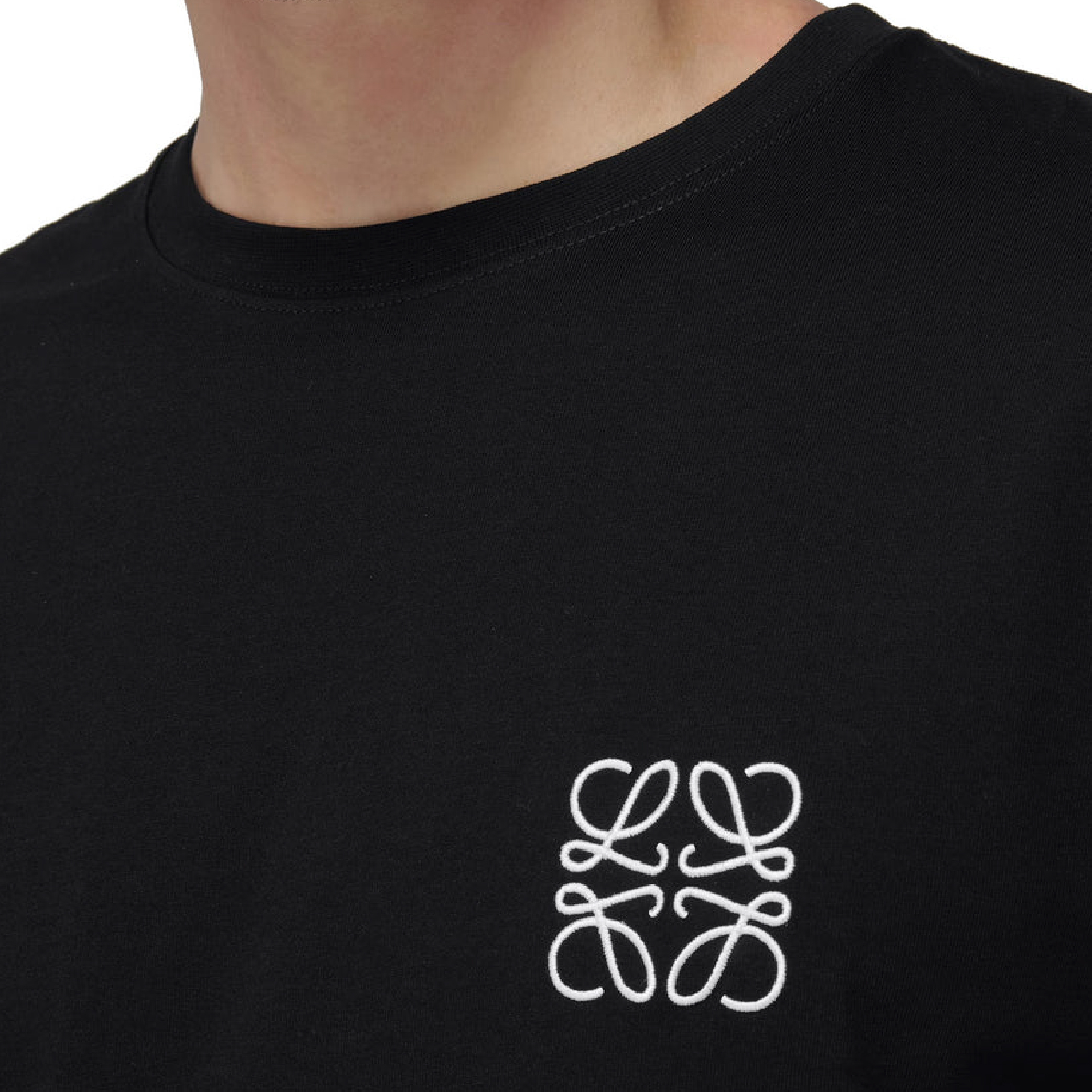 Loewe Anagram Embroidered T-Shirt (Black)-02