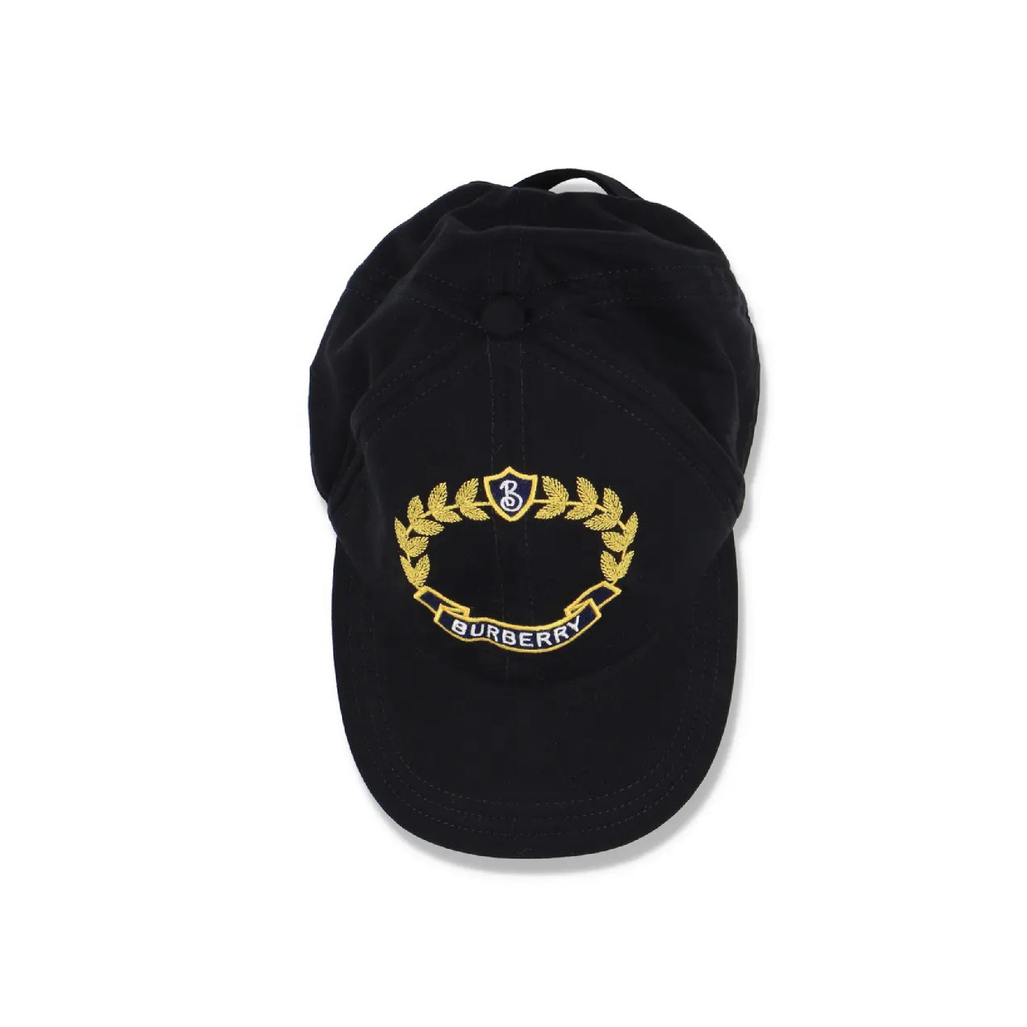 Burberry Black Embroidered Crest Logo Cap-03