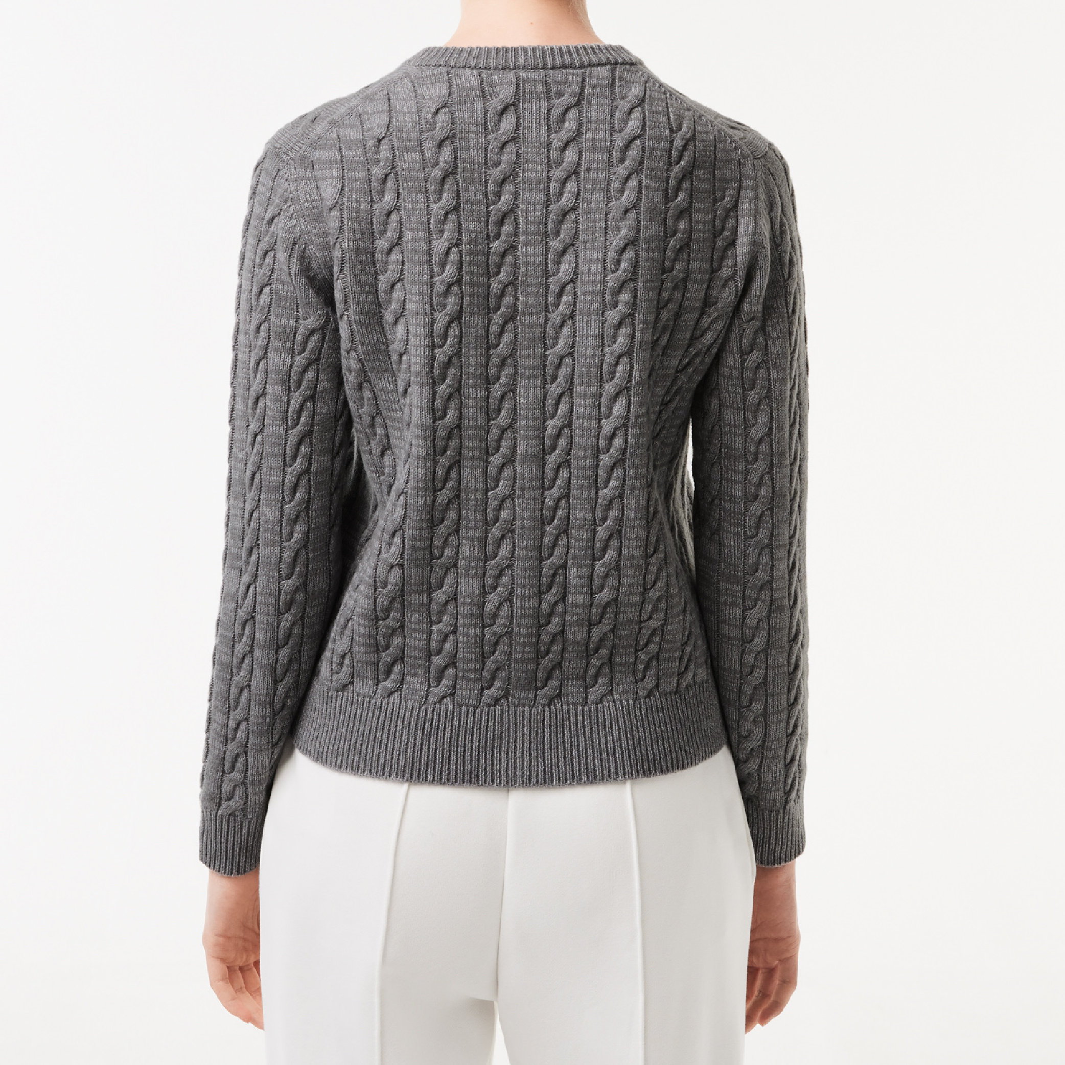 Lacoste Women's Cotton and Wool Cable Knit Cardigan-10