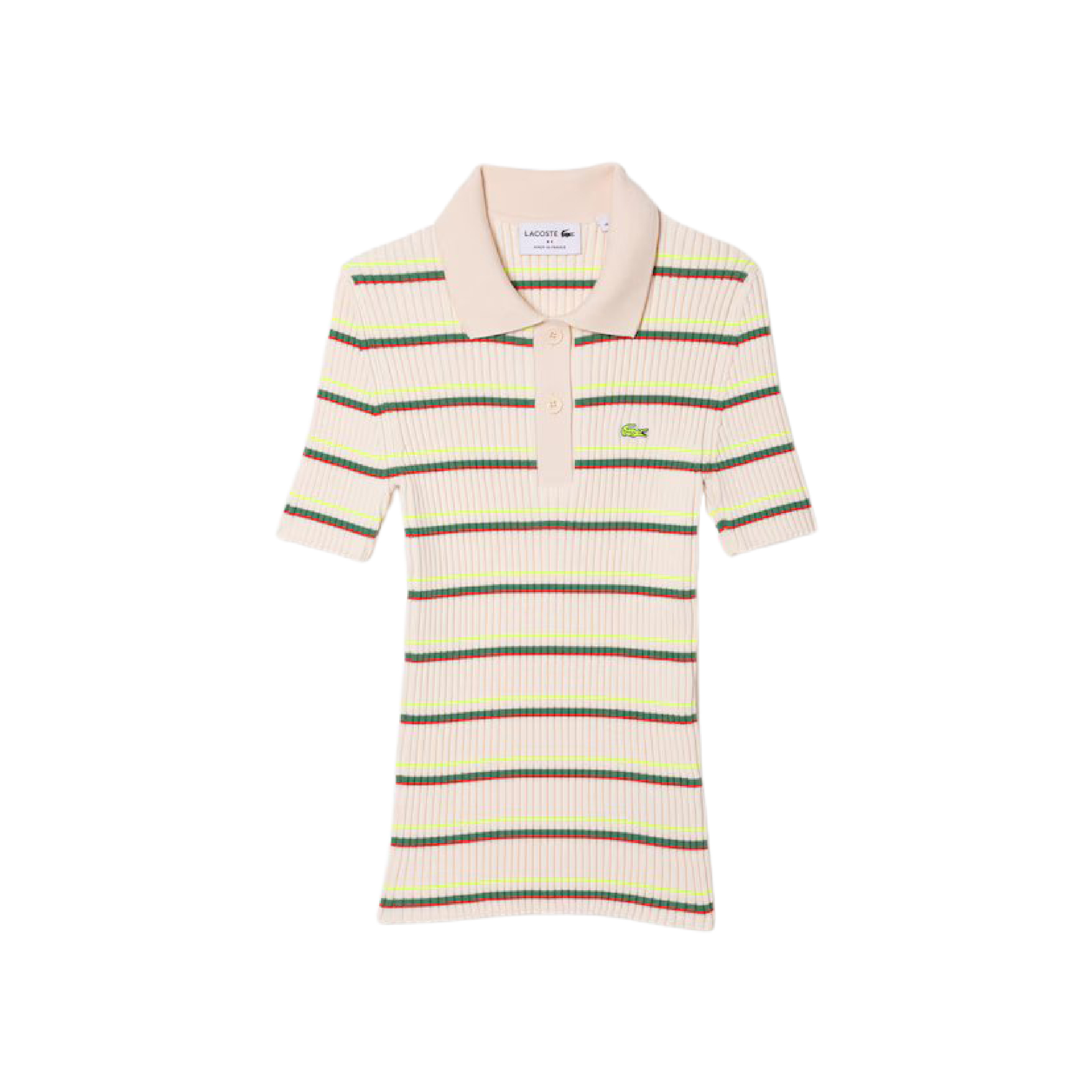 Lacoste Women’s Made In France Organic Cotton Striped Polo-01