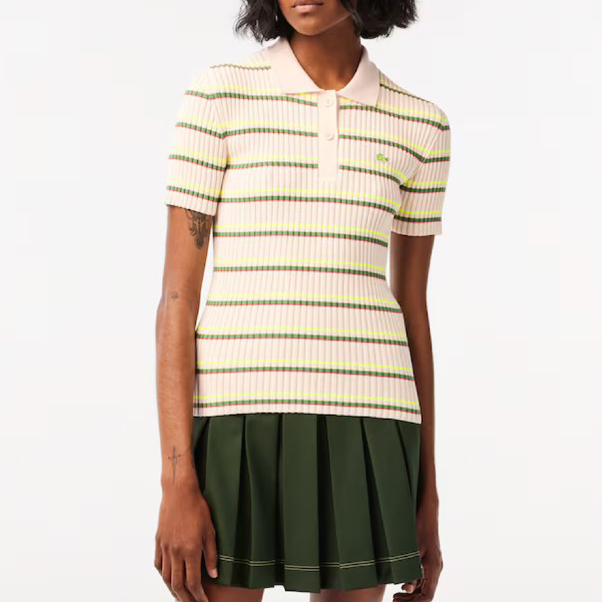 Lacoste Women’s Made In France Organic Cotton Striped Polo-04