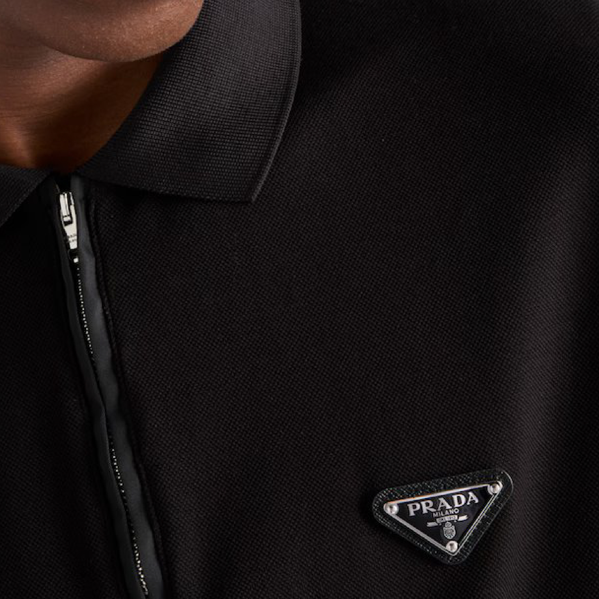 Prada Piqué polo shirt with Re-Nylon details-04