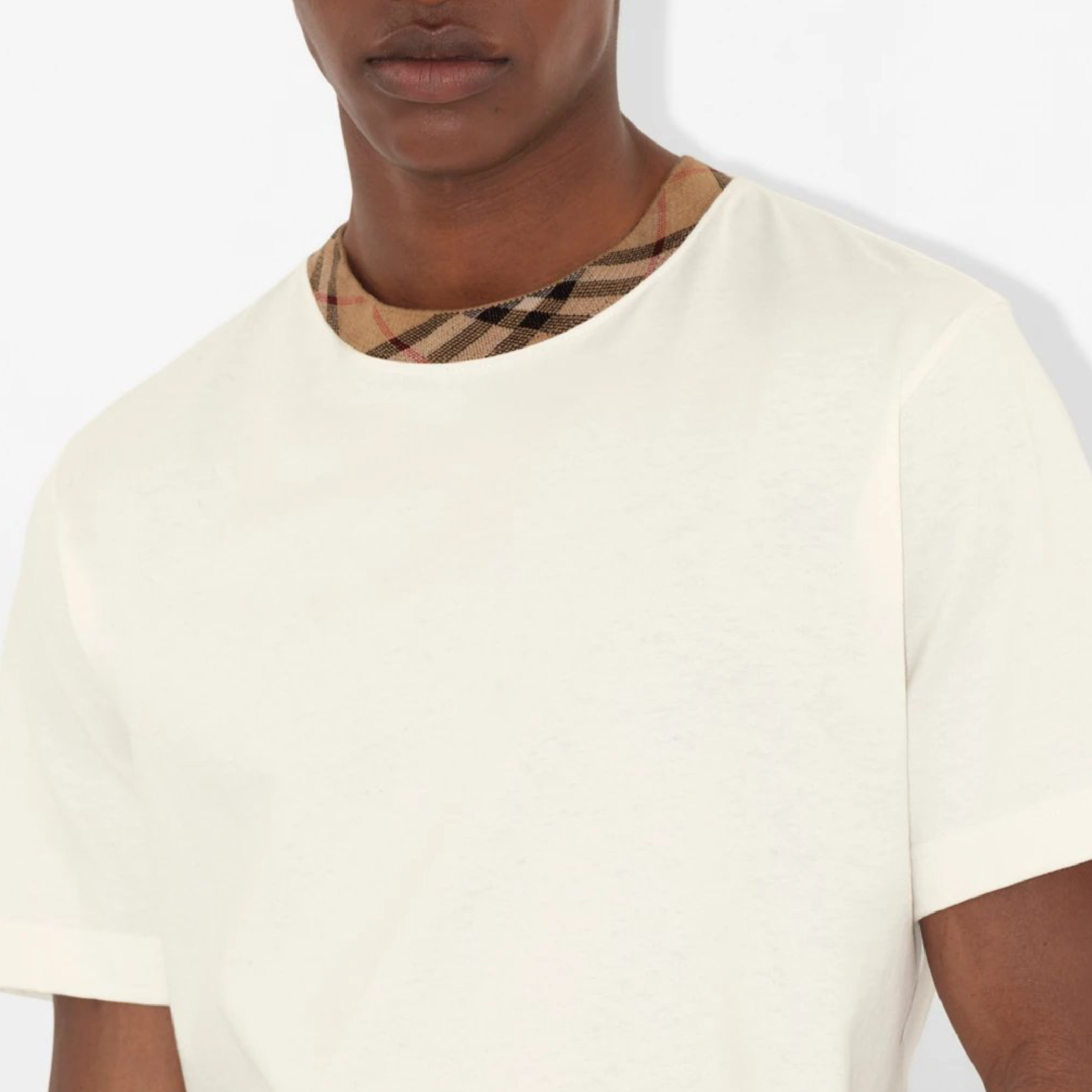 Burberry Check Trim Cotton T-shirt-07