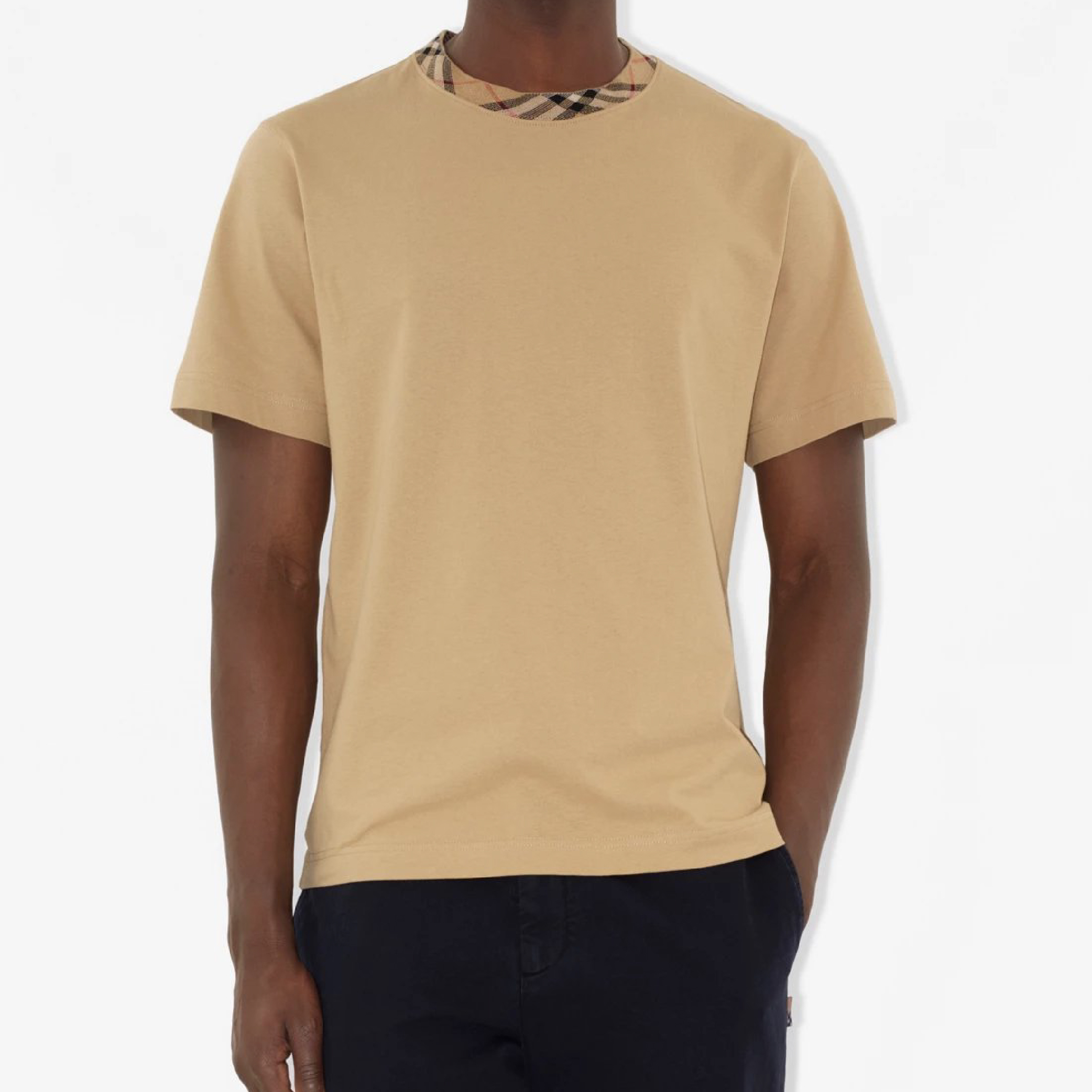Burberry Check Trim Cotton T-shirt-06