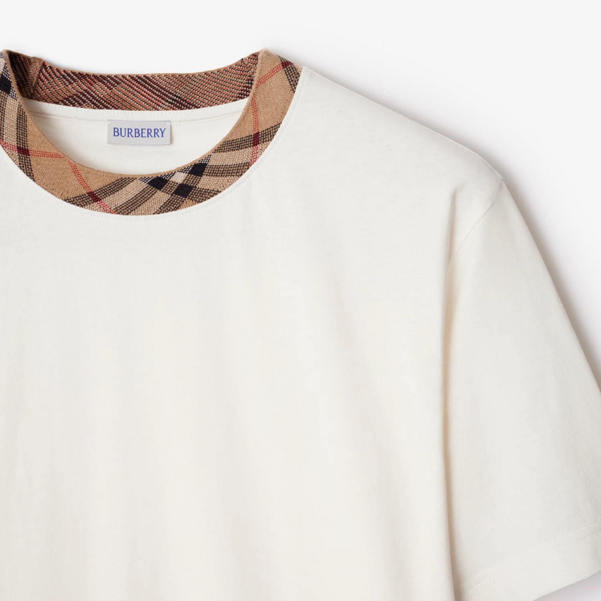 Burberry Check Trim Cotton T-shirt-05