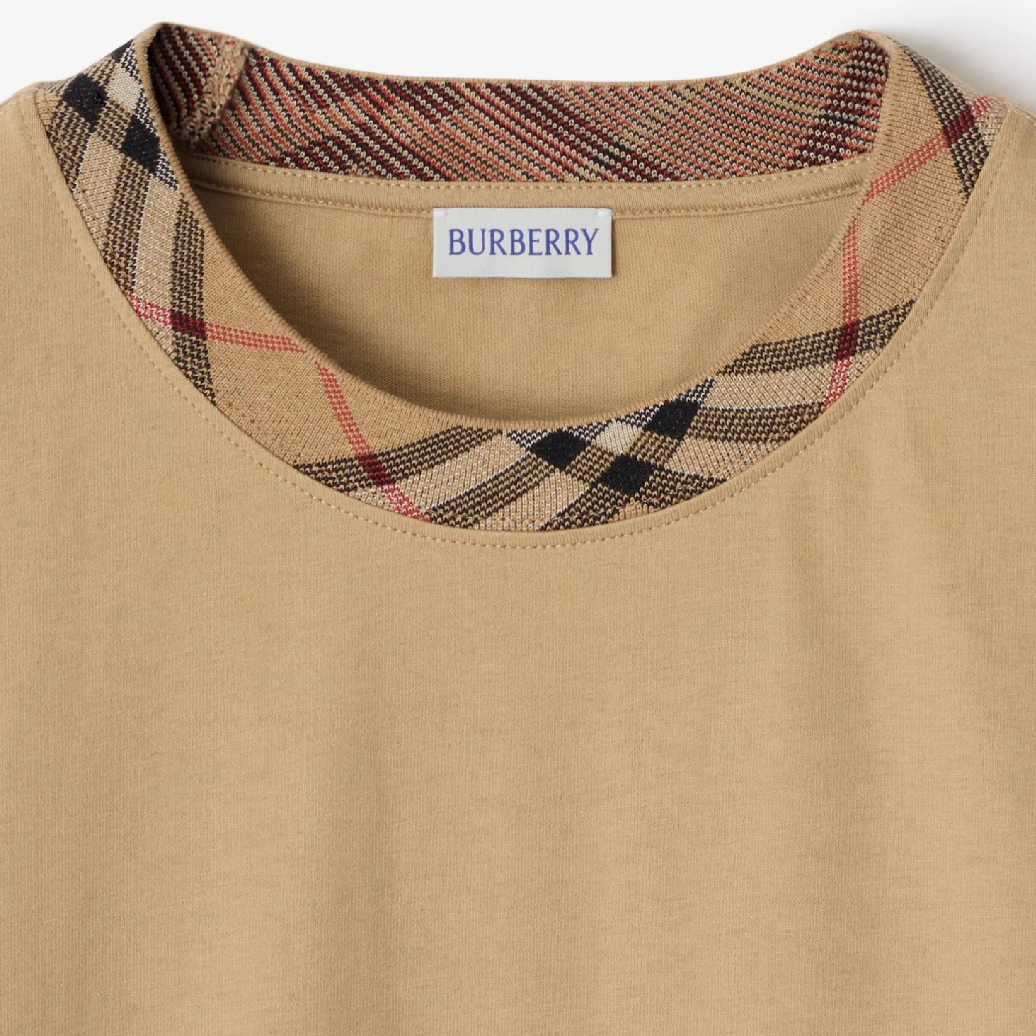 Burberry Check Trim Cotton T-shirt-04