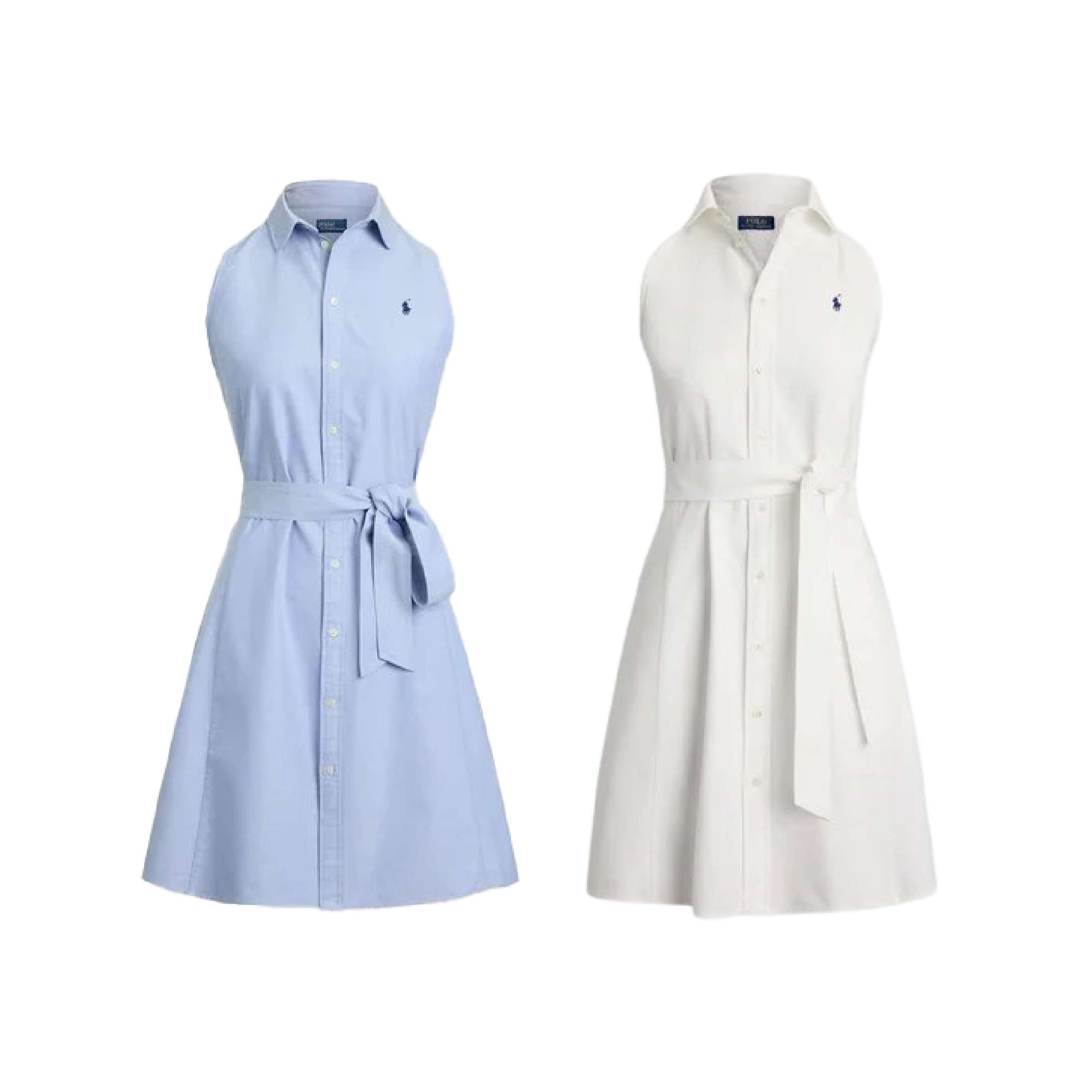 Polo Ralph Lauren Oxford Belted Sleeveless Shirtdress - Shirt dress-01