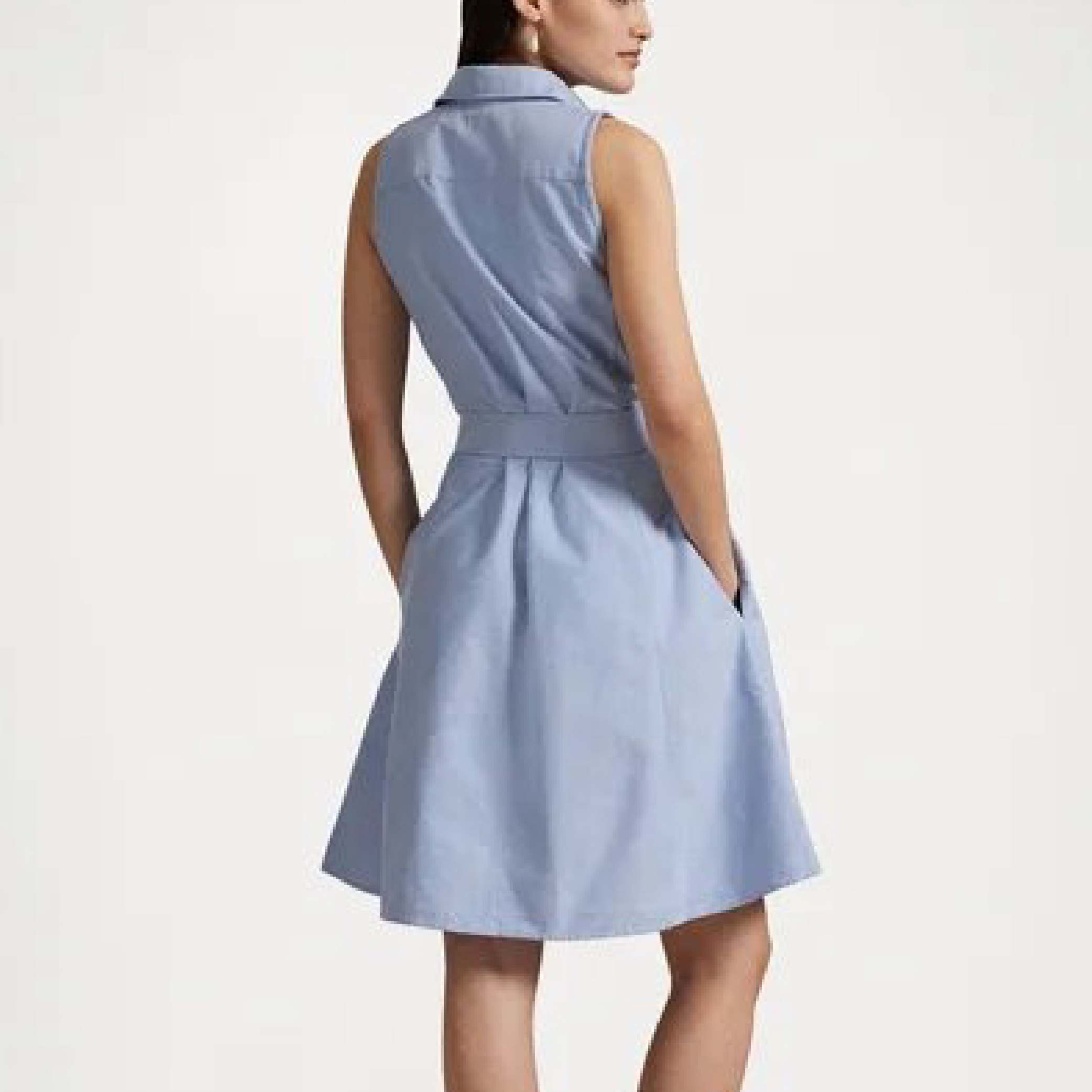 Polo Ralph Lauren Oxford Belted Sleeveless Shirtdress - Shirt dress-06
