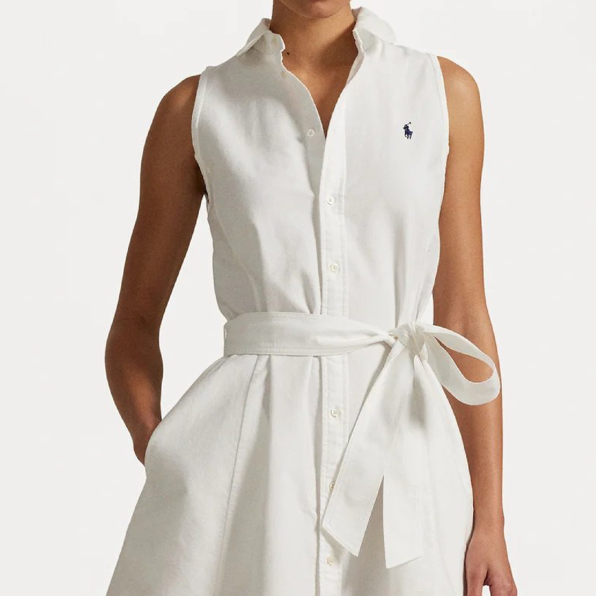 Polo Ralph Lauren Oxford Belted Sleeveless Shirtdress - Shirt dress-10