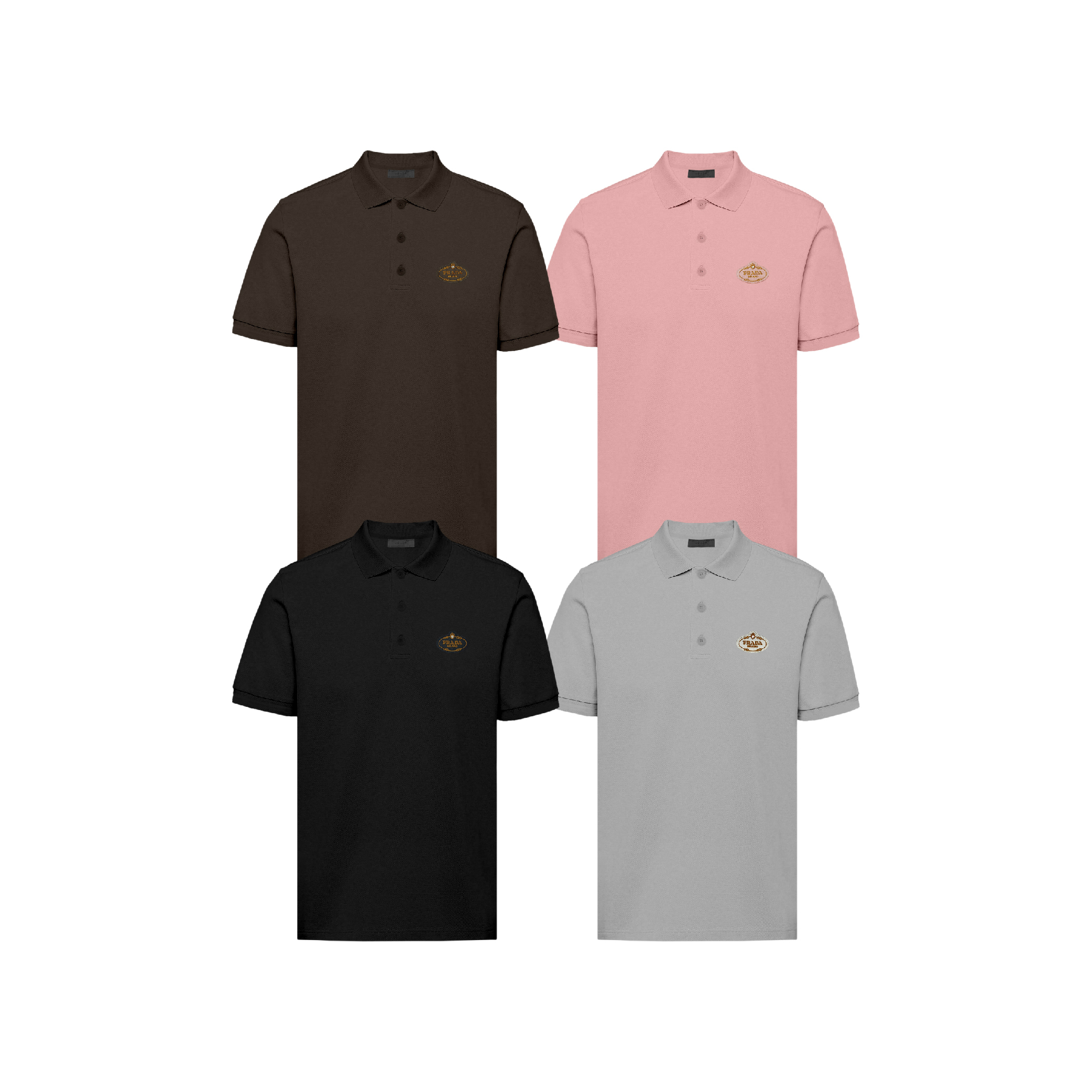 Prada Gold circle embroidered logo polo-05