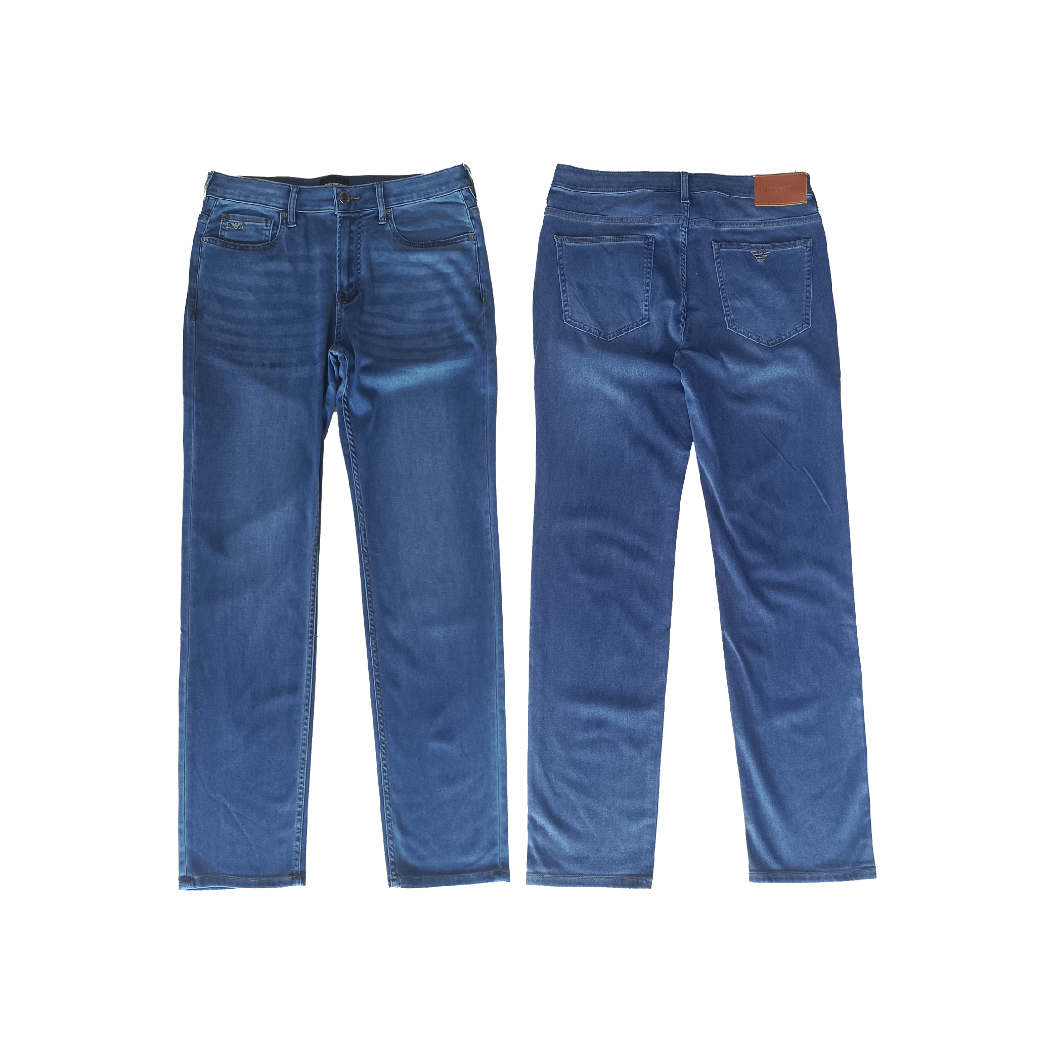 Emporio Armani SS25 Sea Blue Washed Denim Jeans-01