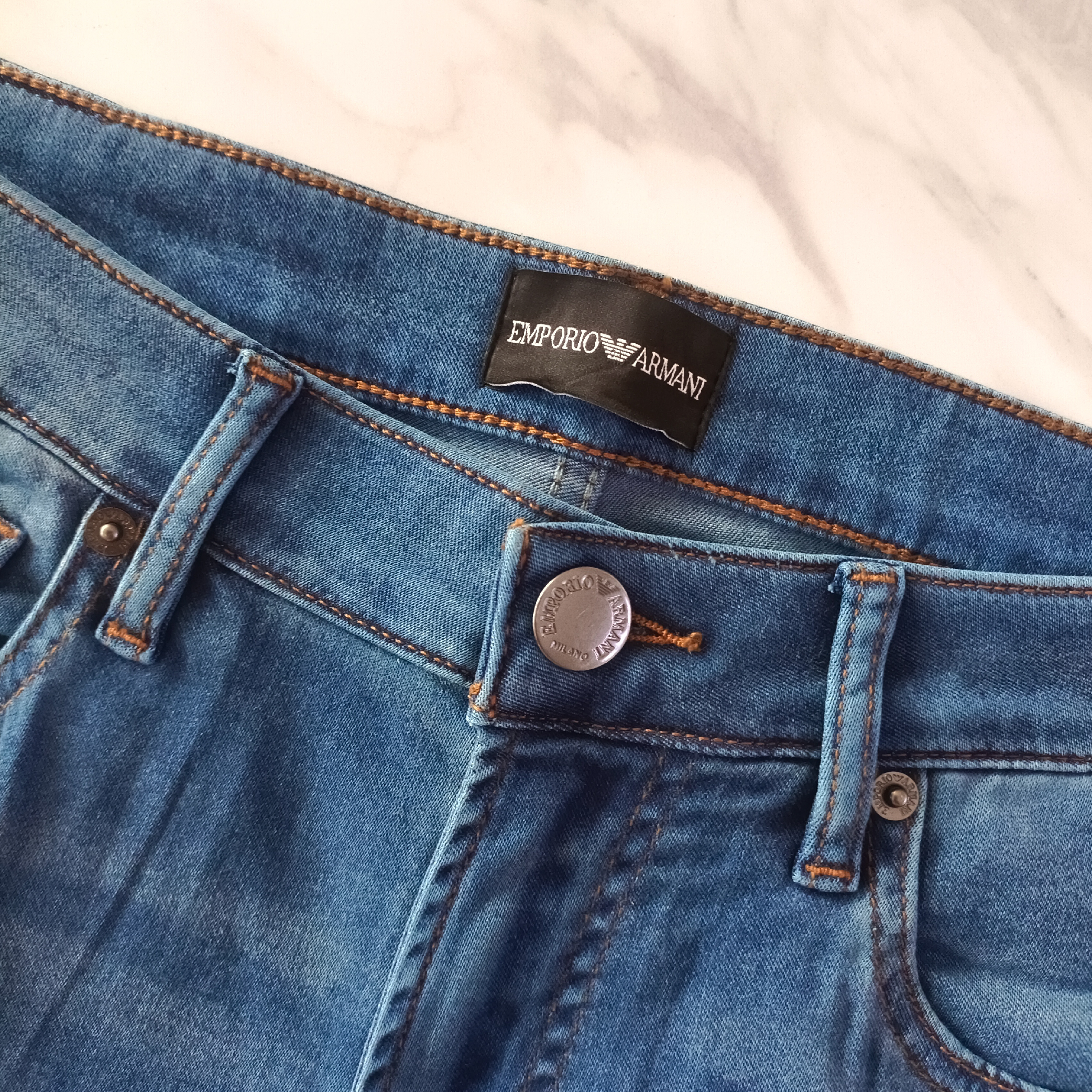 Emporio Armani SS25 Sea Blue Washed Denim Jeans-04