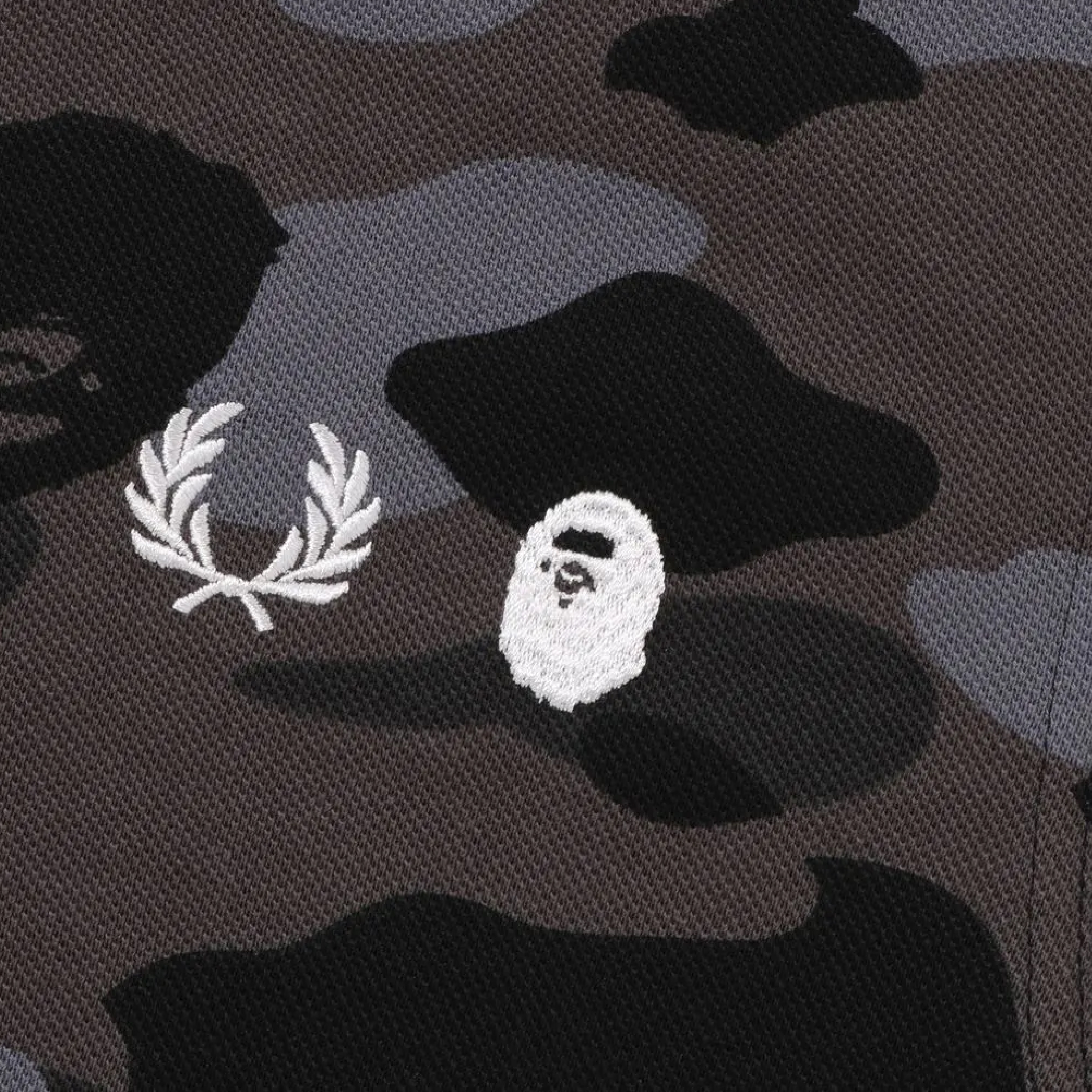 Bathing Ape X Fred Perry Black Camo Polo Tee-06