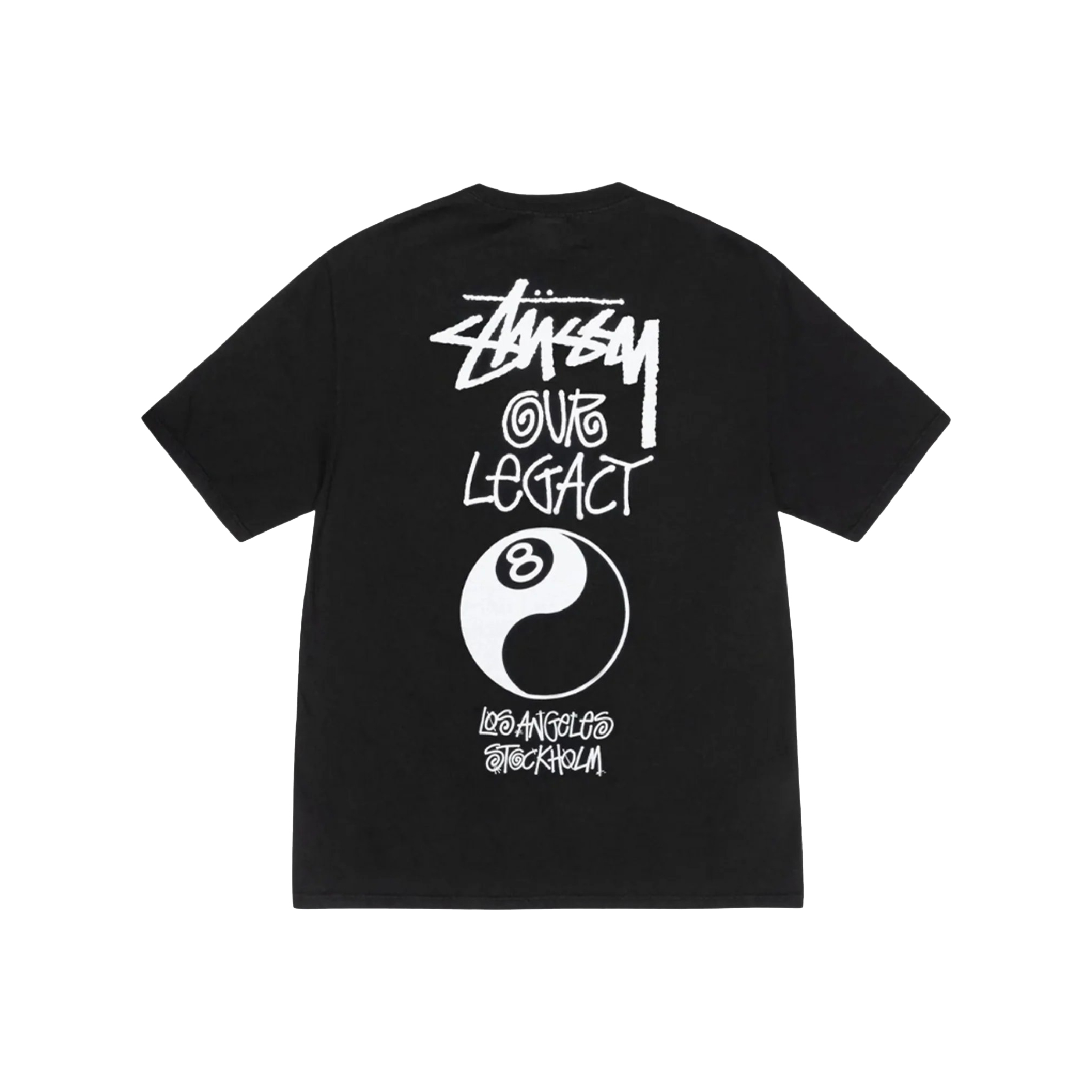 Stüssy x Our Legacy Work Shop 8 Ball Yin Yang Pigment Dyed Tee Black (FW24)-04