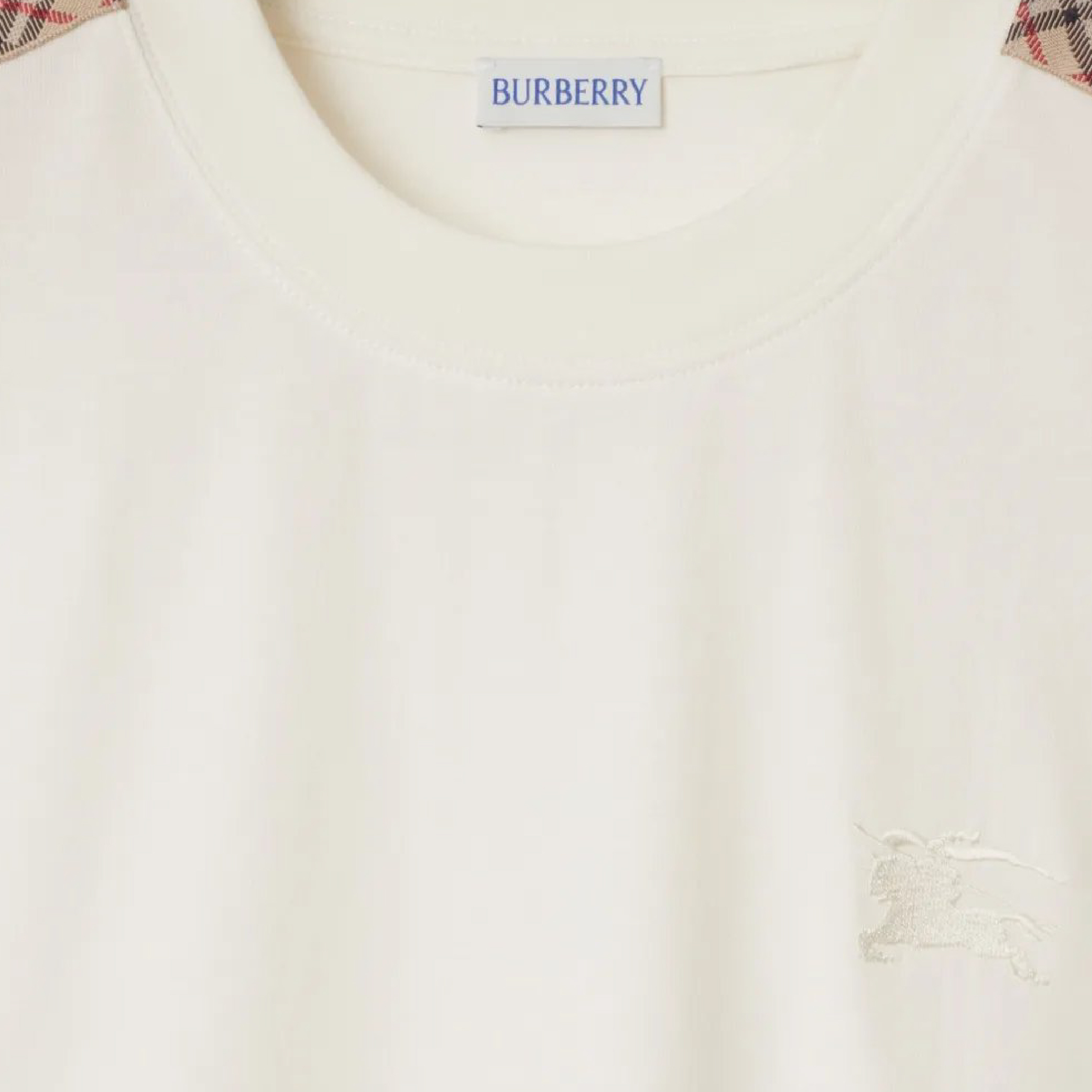 Burberry checkered-trim cotton T-shirt-04
