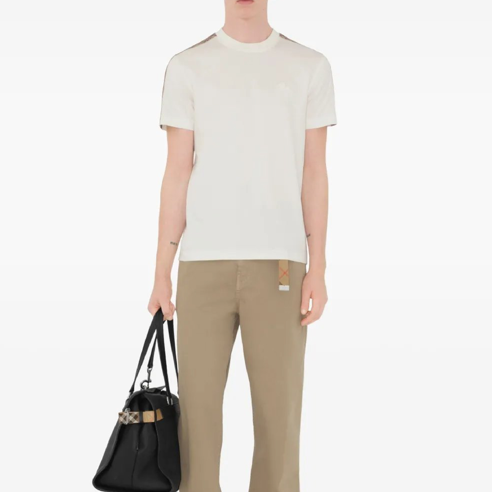 Burberry checkered-trim cotton T-shirt-07