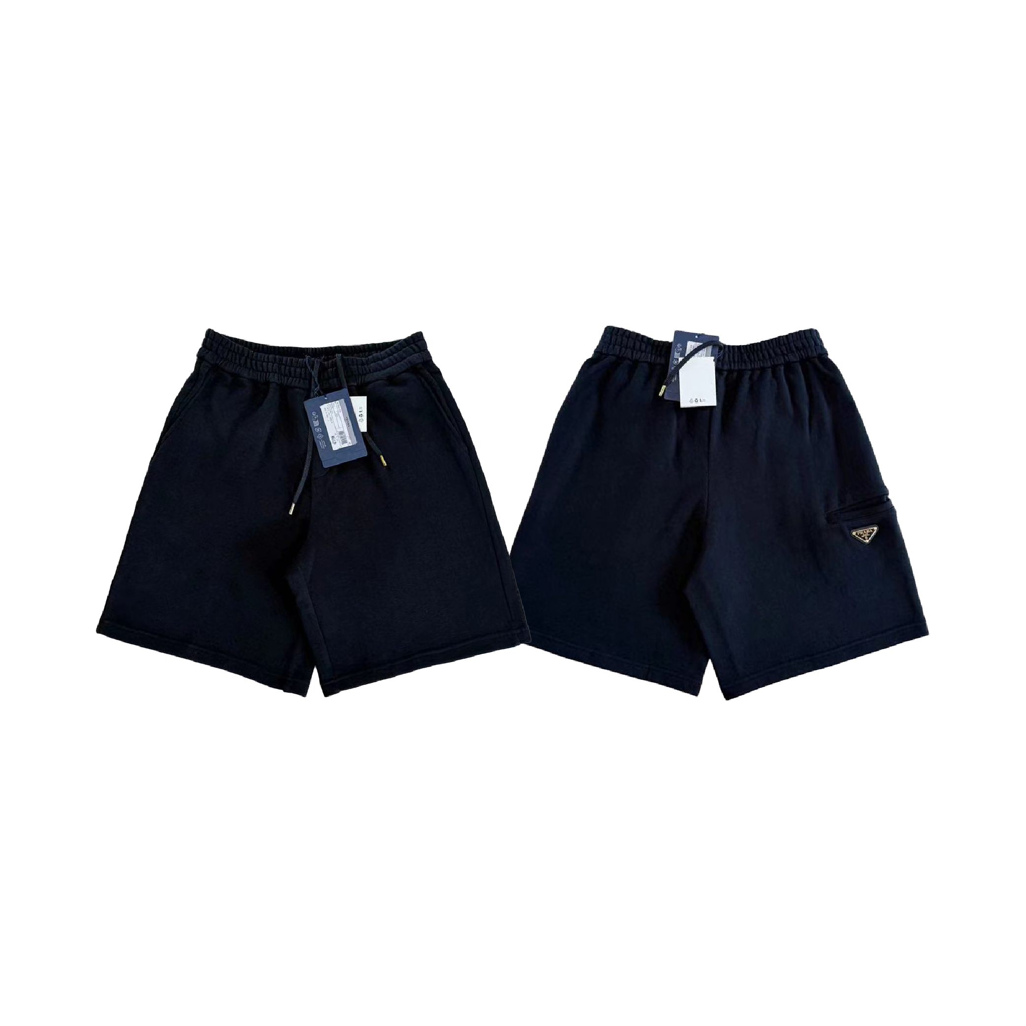 Prada Triangle Gold Metal Logo Bermudas Shorts-02